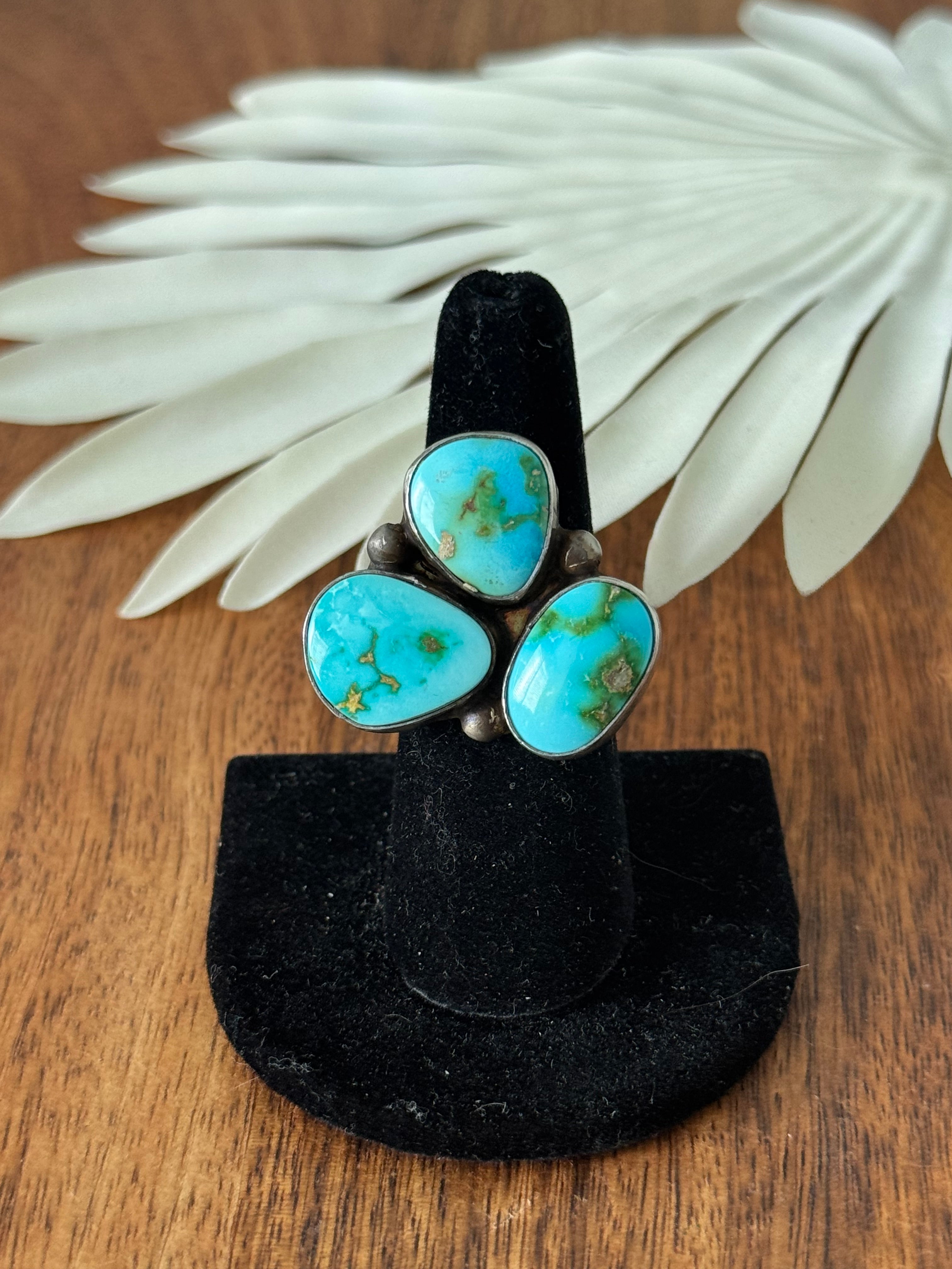 Kathleen Chavez Sonoran Mountain Turquoise & Sterling Silver Ring Size 6.5