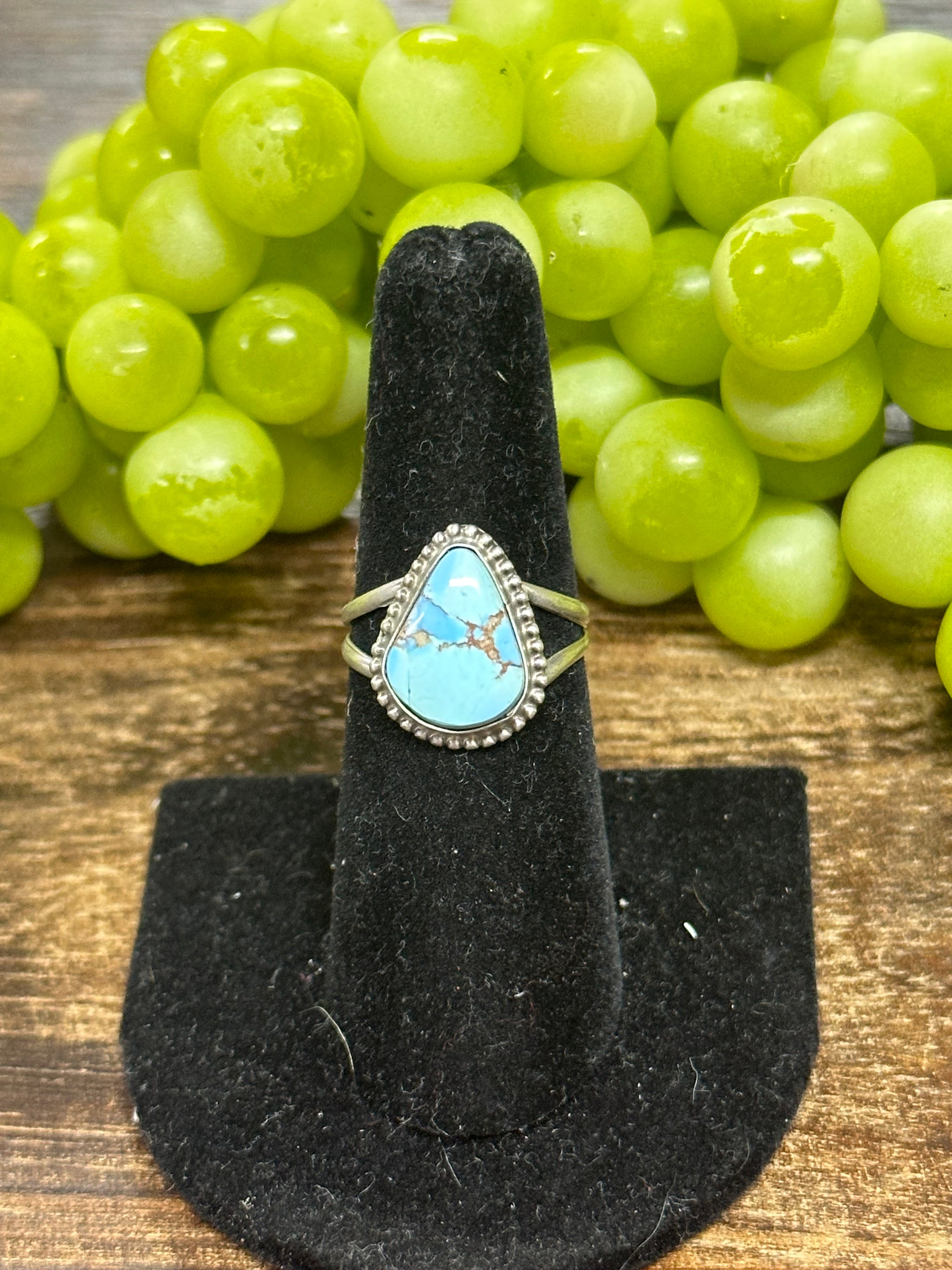 Navajo Made Golden Hills Turquoise & Sterling Silver Ring