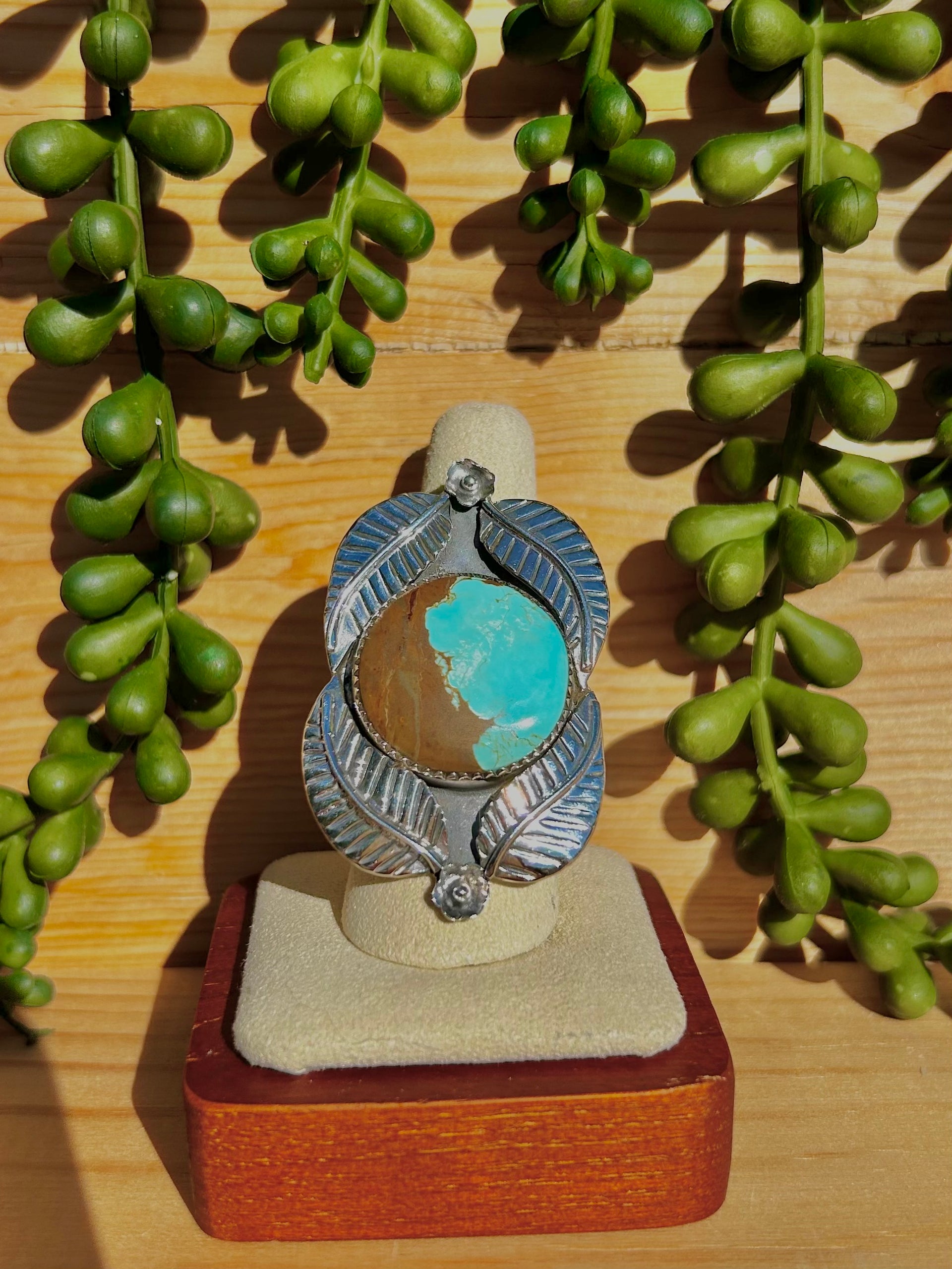 Southwest Number 8 Turquoise & Sterling Silver Ring Size 9