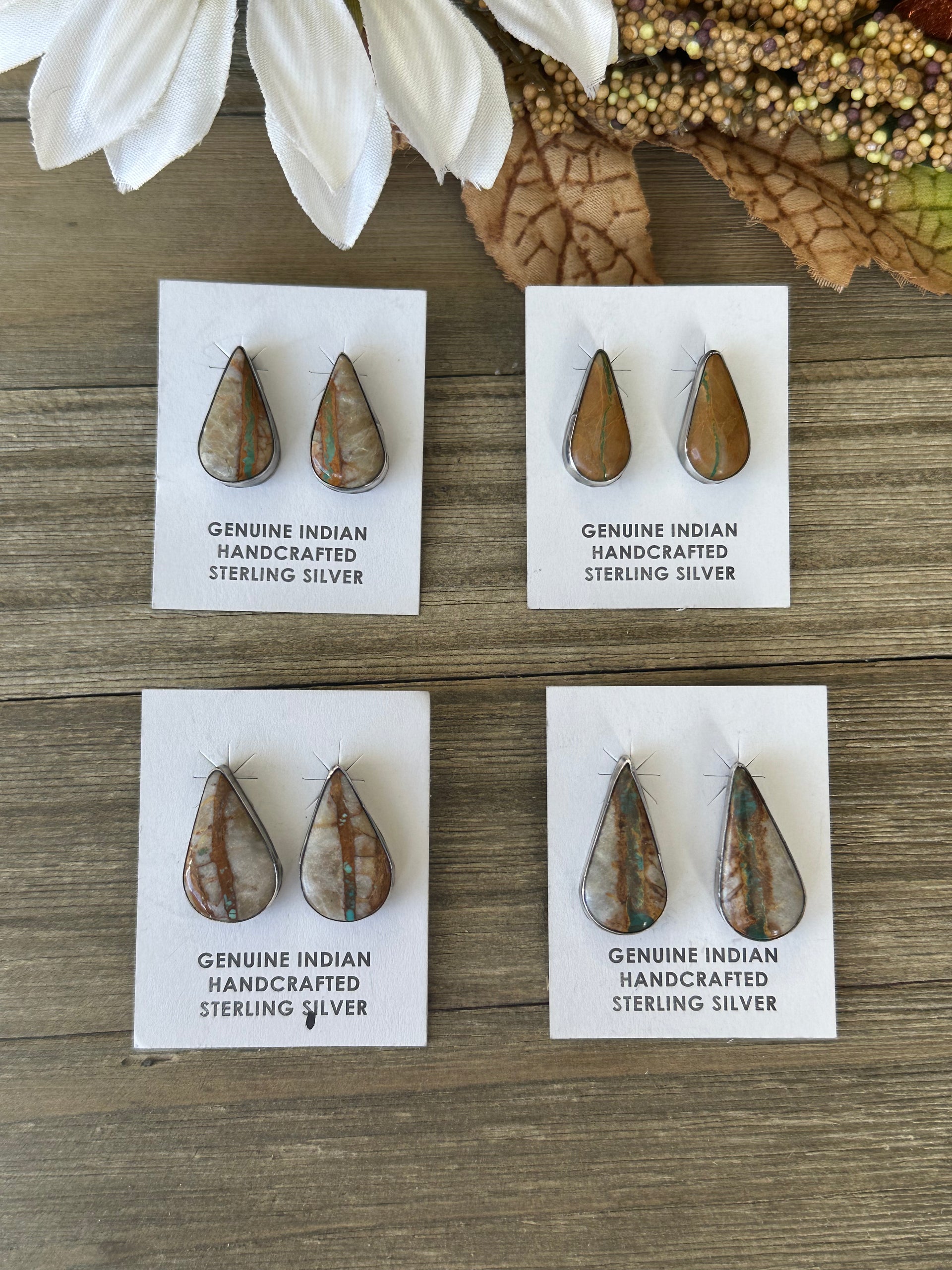 Navajo Made Boulder Turquoise & Sterling Silver Post Earrings