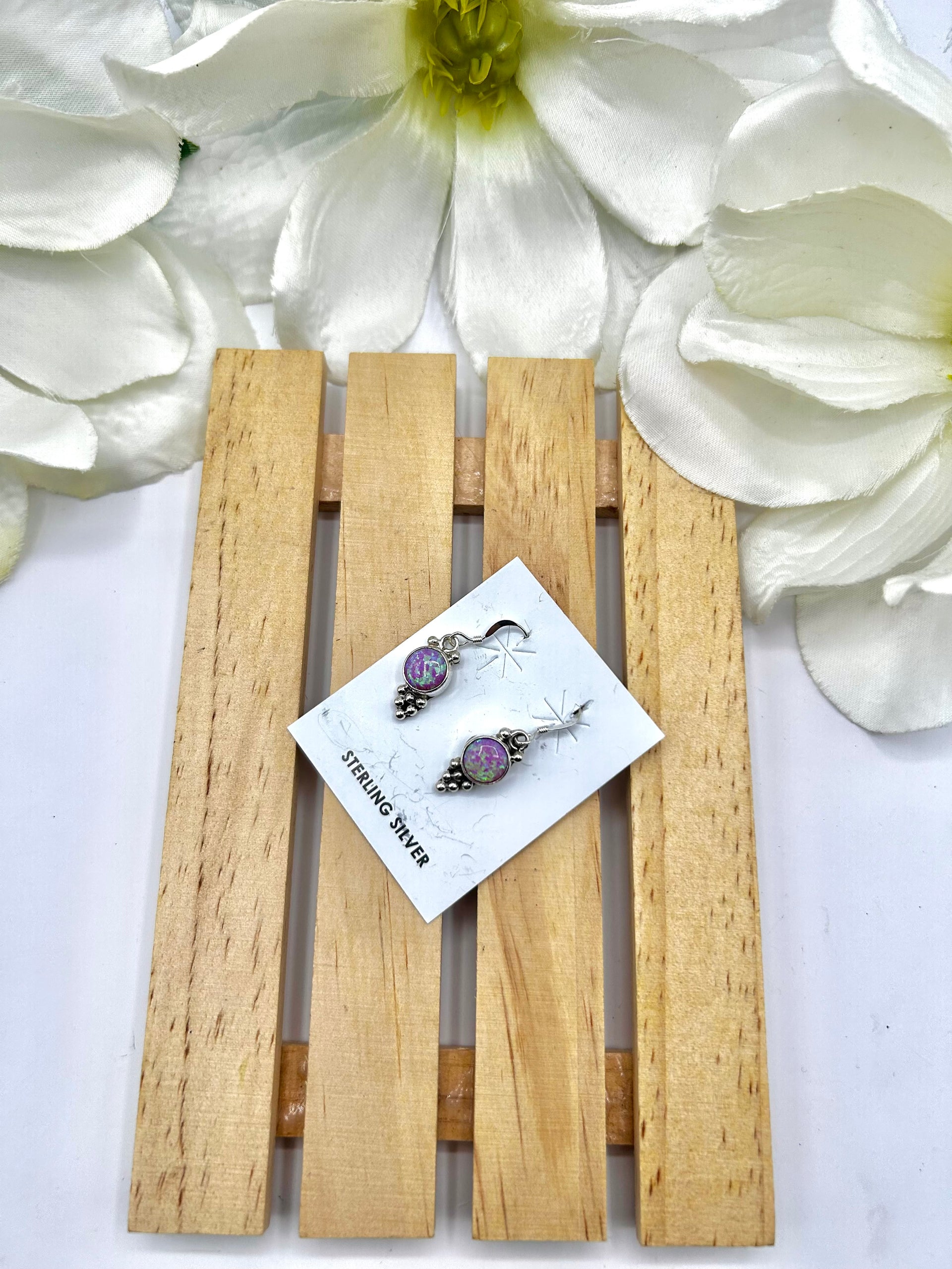 Navajo Made Opal & Sterling Silver Hook Earrings