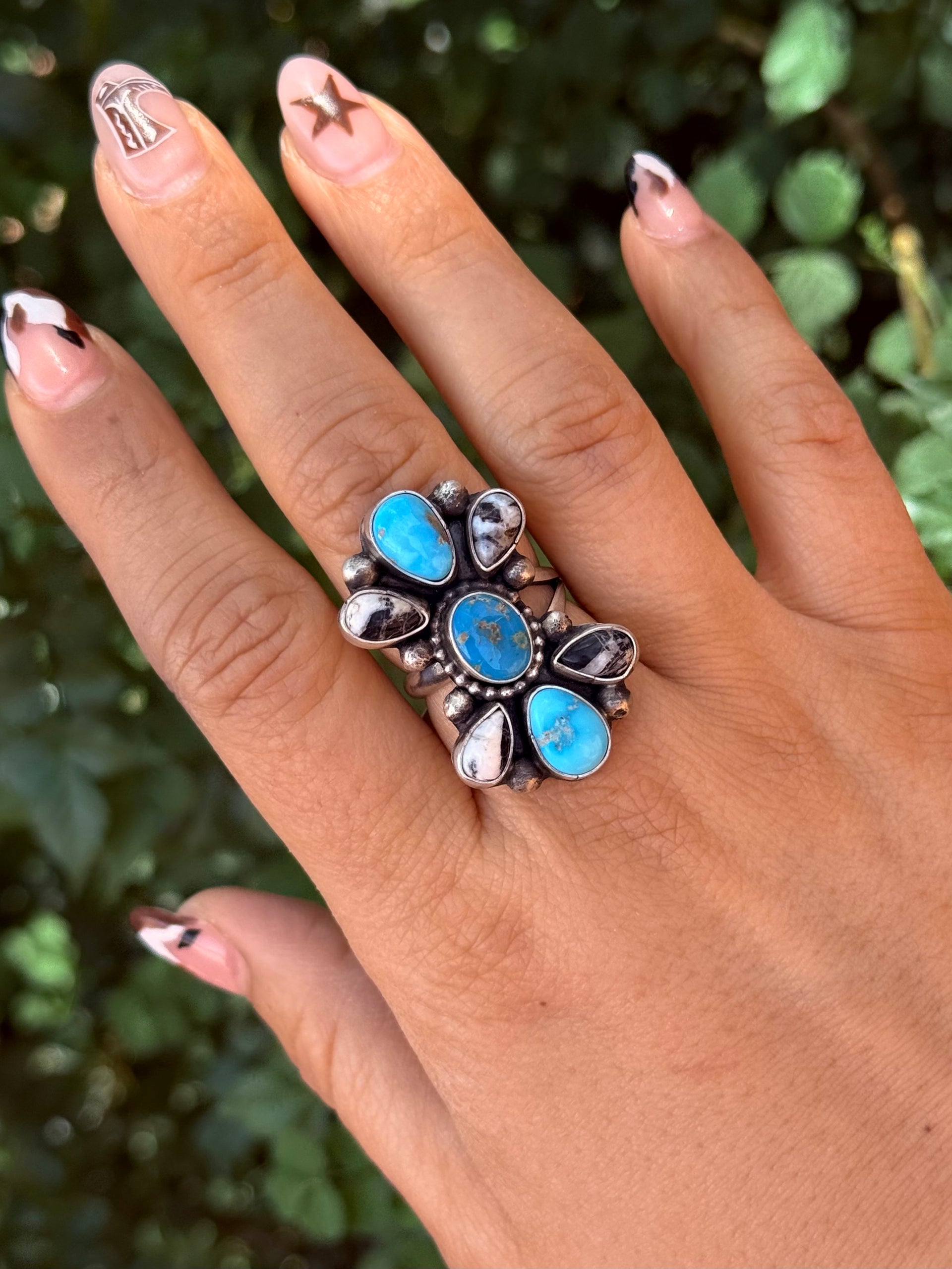 Sheila Becenti Multi Stone & Sterling Silver Adjustable Ring