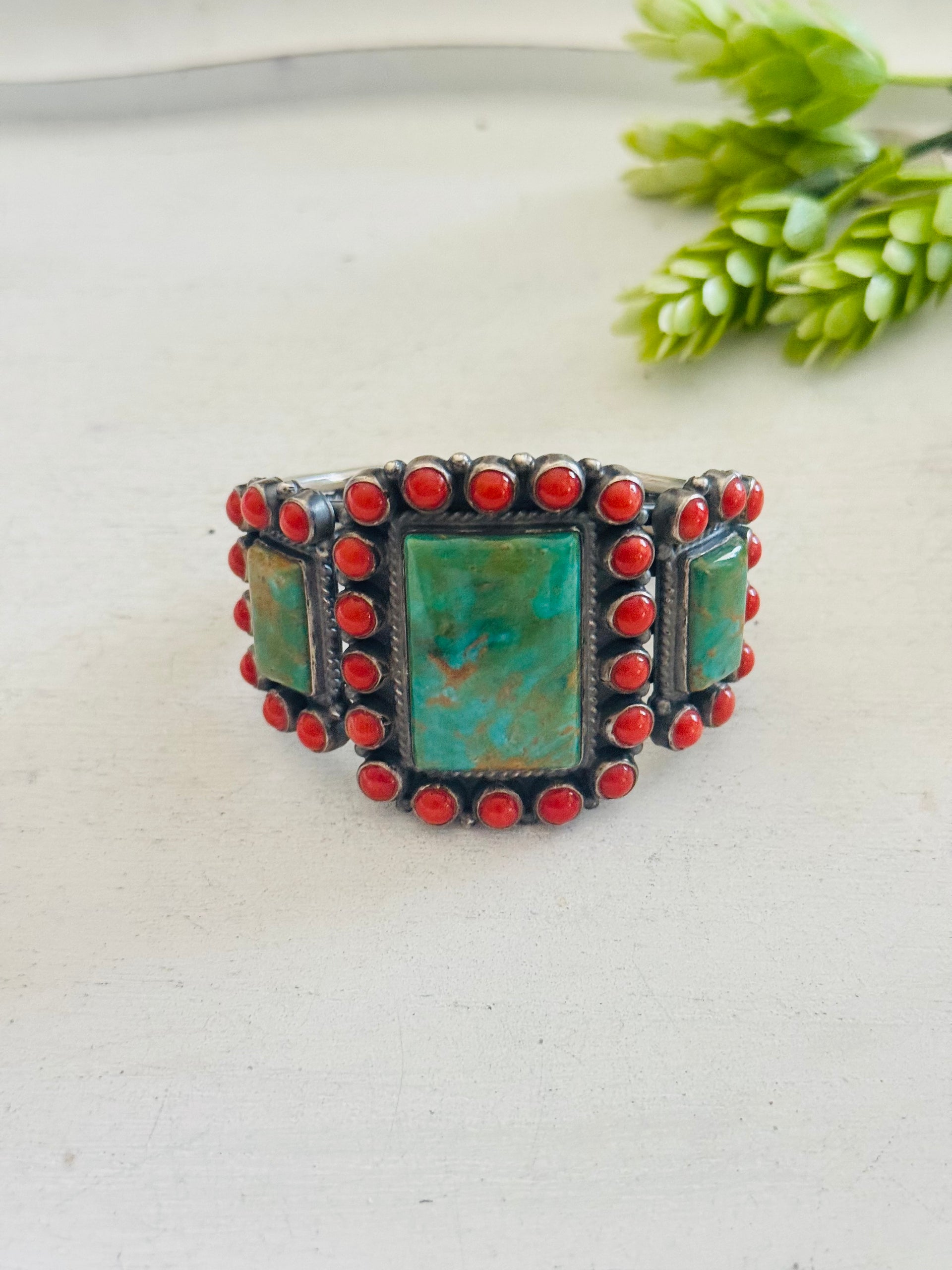 Kirk Smith Multi Stone & Sterling Silver Cluster Cuff Bracelet