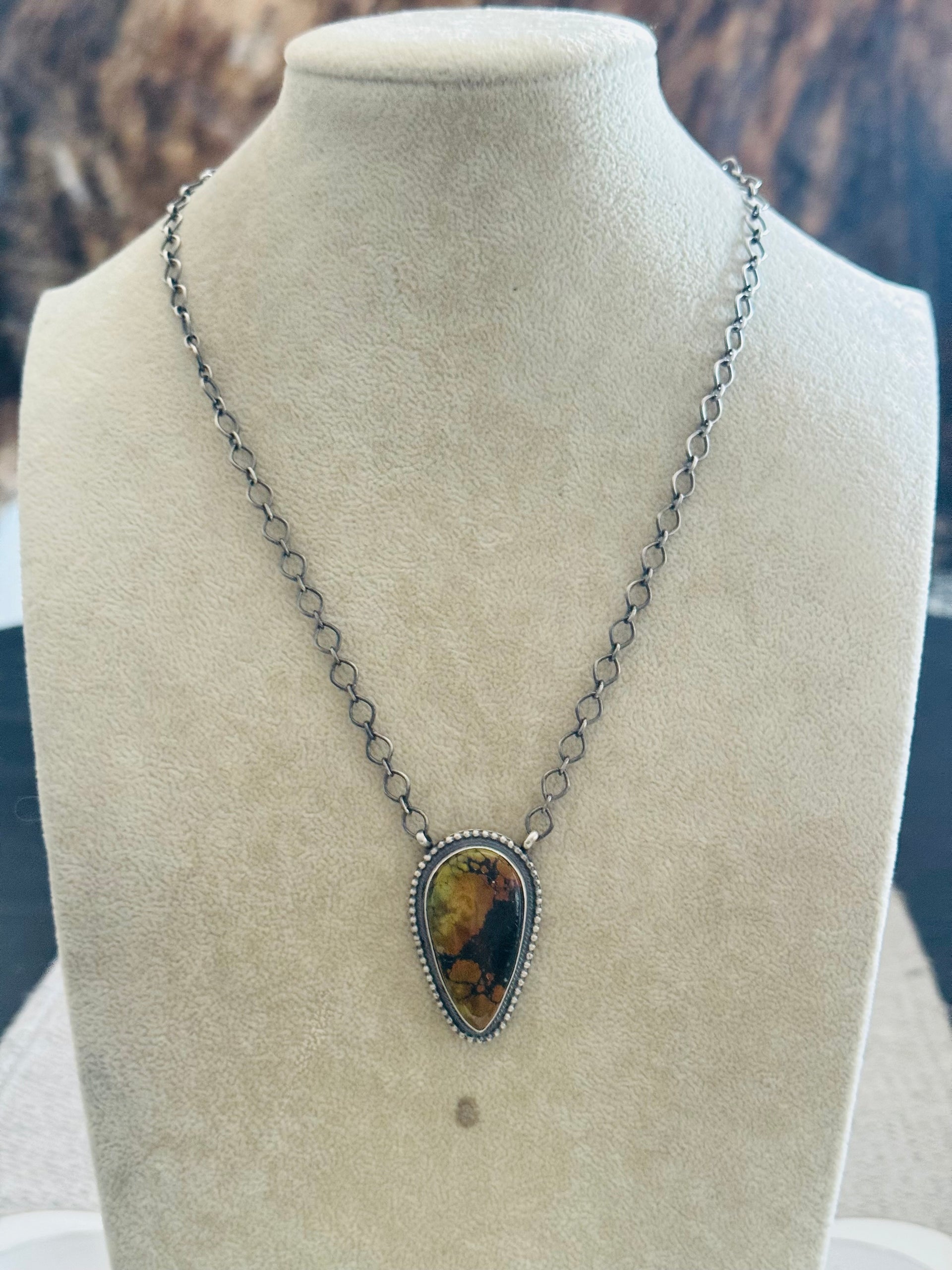 Mathilda Bennally Black Jack Turquoise & Sterling Silver Necklace