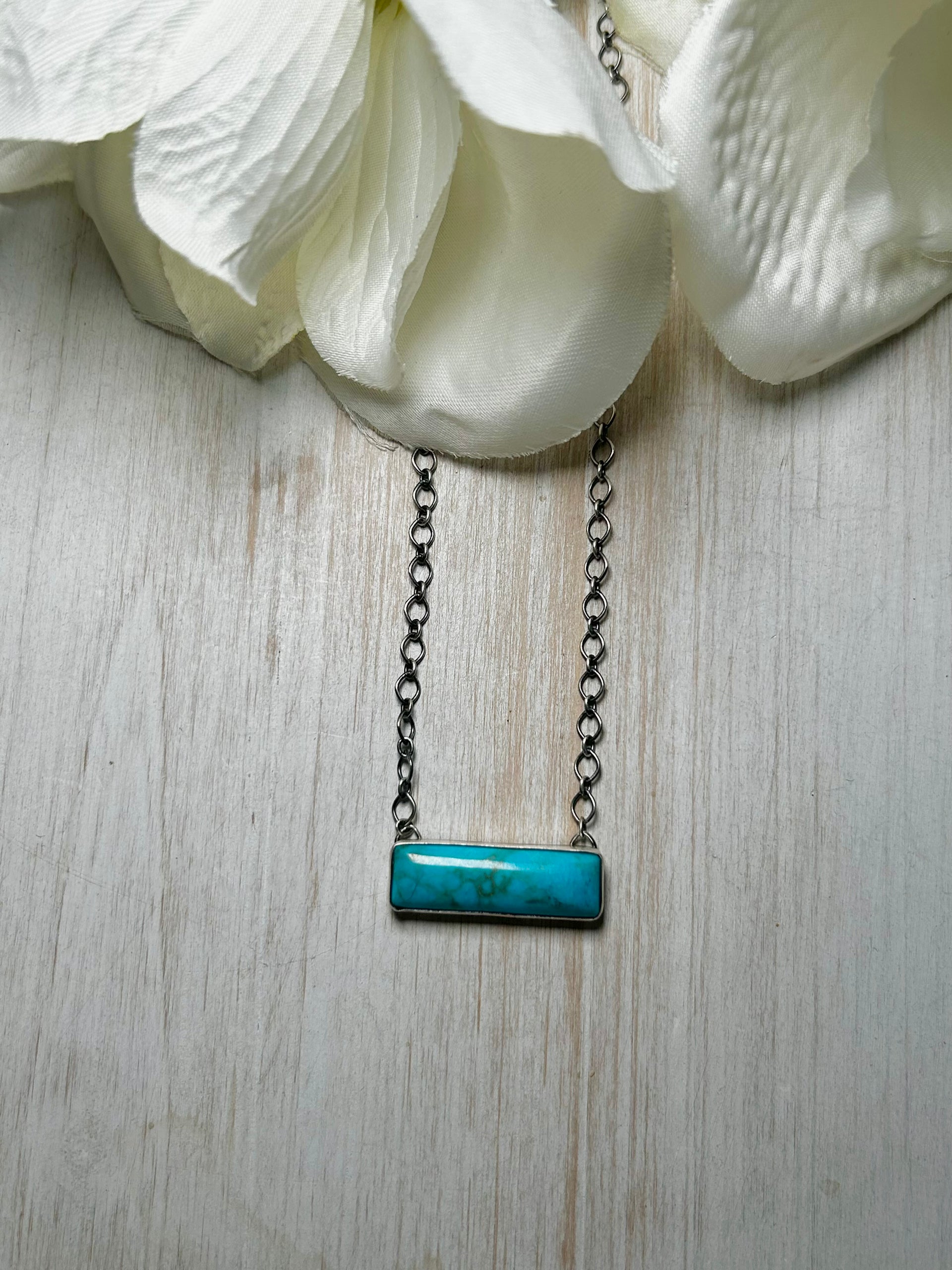 Navajo Made Kingman Turquoise & Sterling Silver Necklace