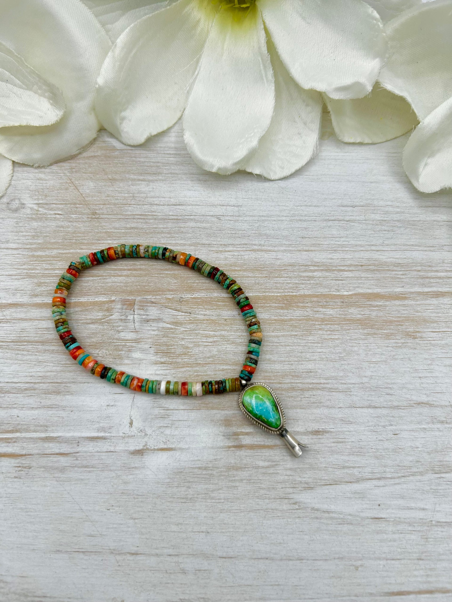 George Rios Multi Stone & Sterling Silver Stretchy Bracelet