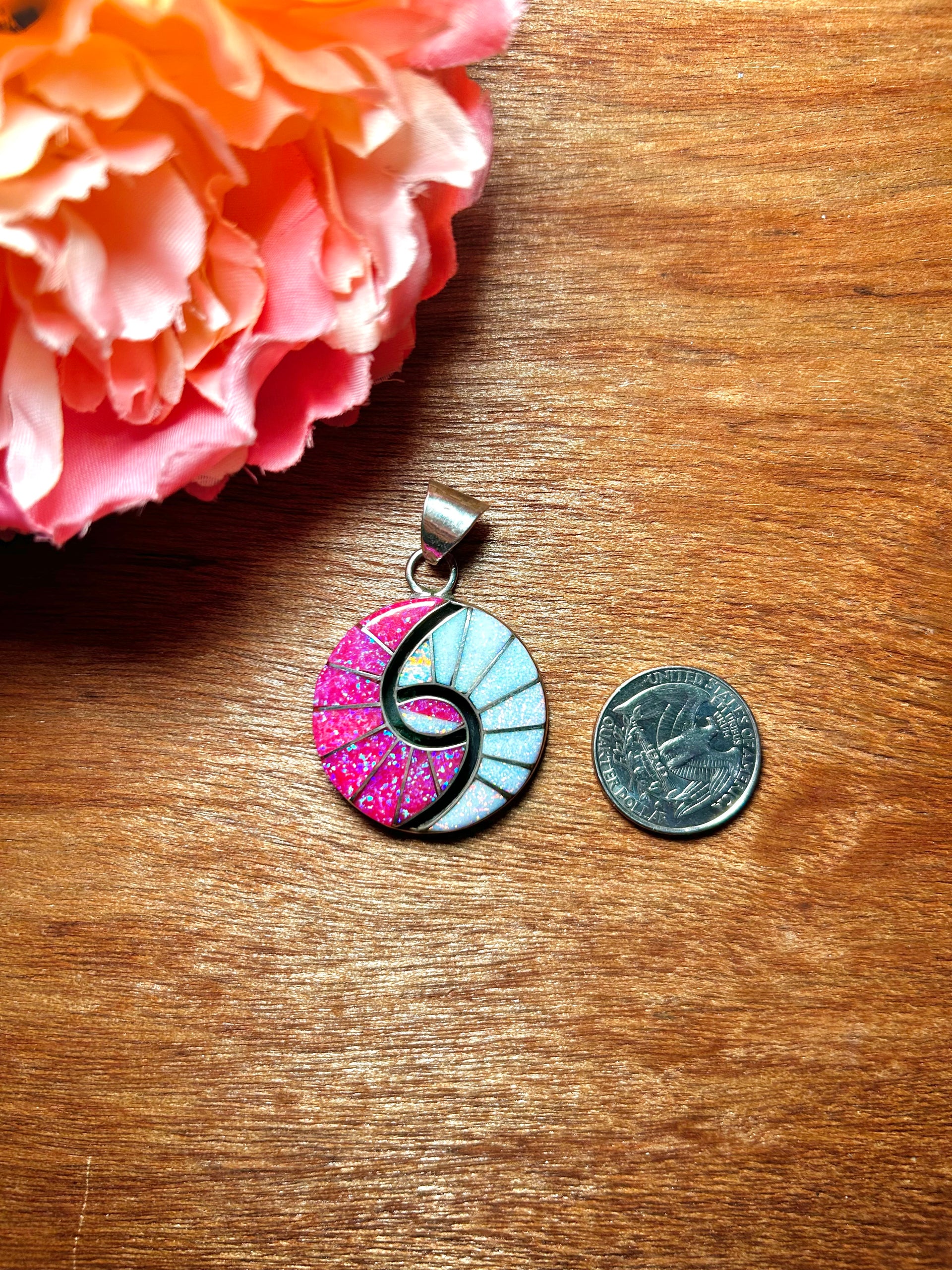 Zuni Made Opal & Sterling Silver Pendant