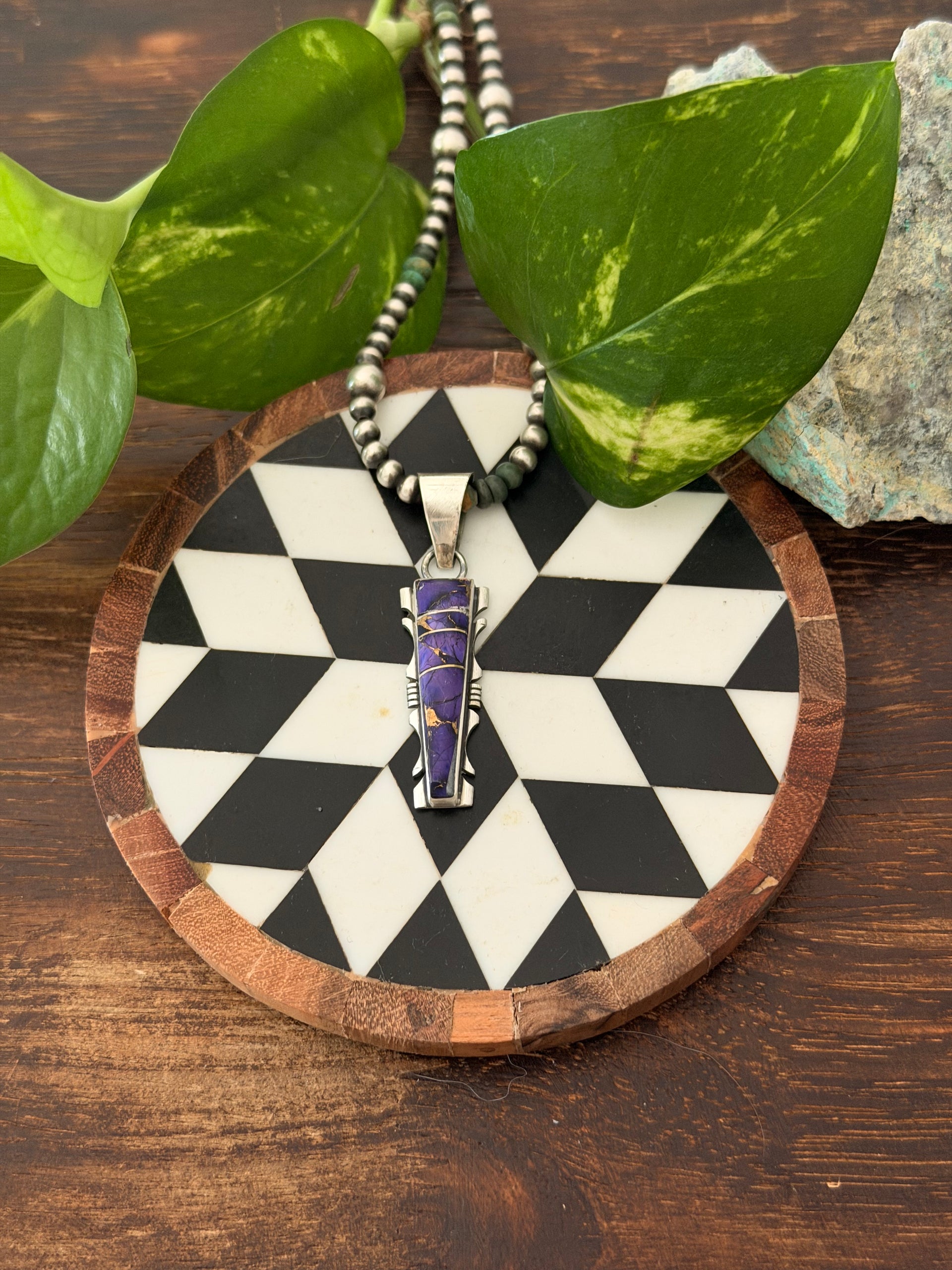 Steve Francisco Purple Mohave Turquoise & Sterling Silver Inlay Pendant
