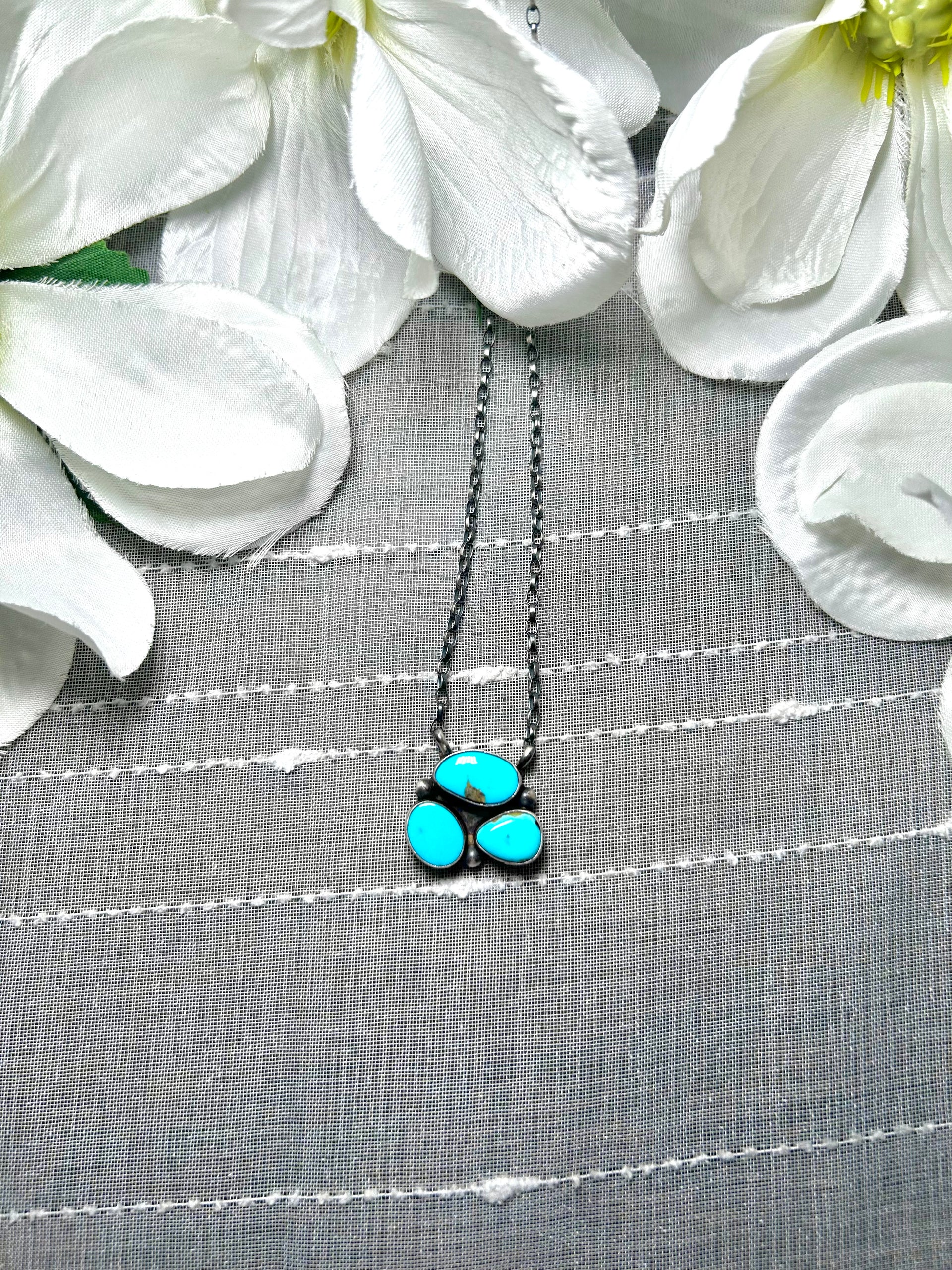 Navajo Made Kingman Turquoise & Sterling Silver Necklace