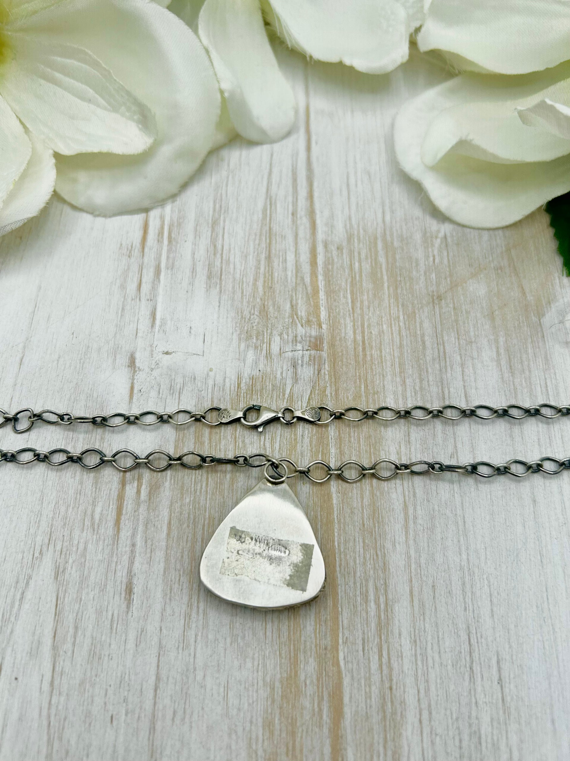 Navajo Made Onyx & Sterling Silver Necklace