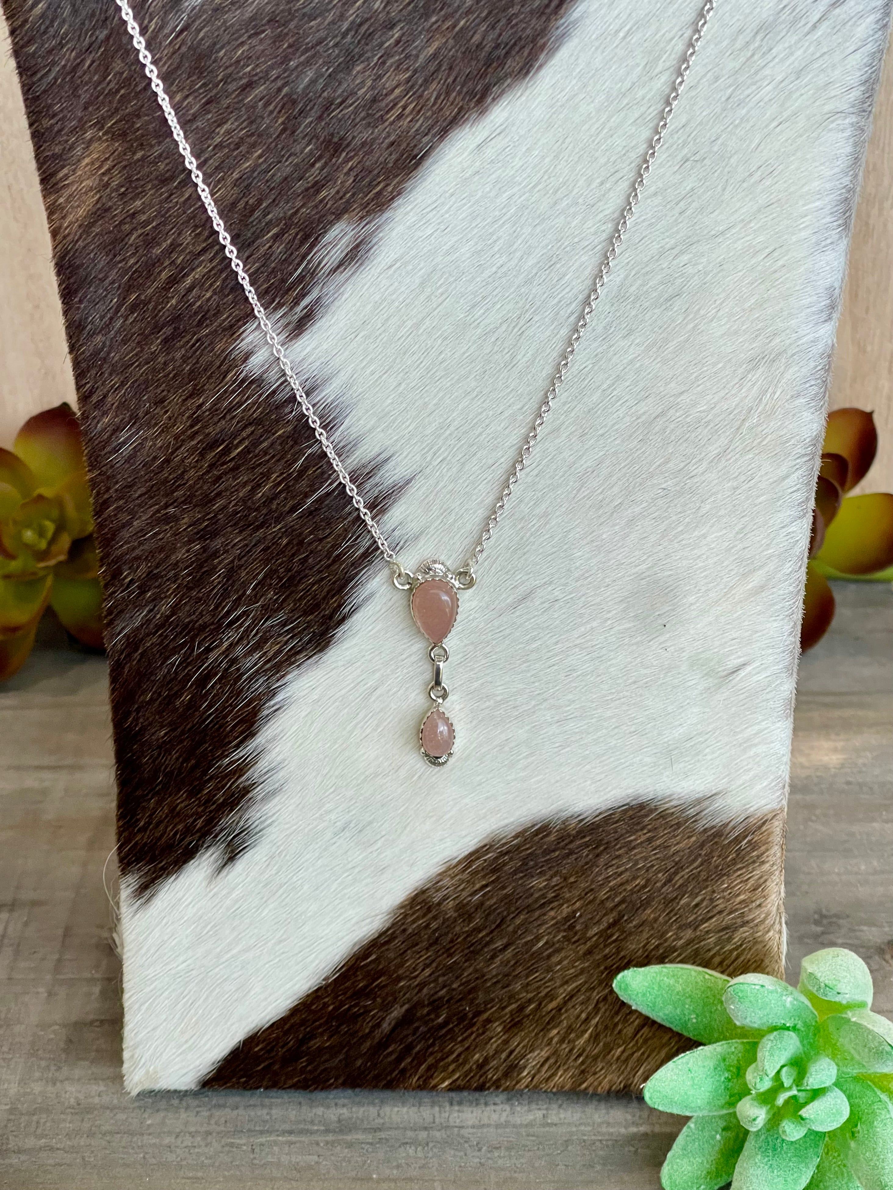 Southwest Handmade Chocolate Moonstone & Sterling Silver Chain Necklace