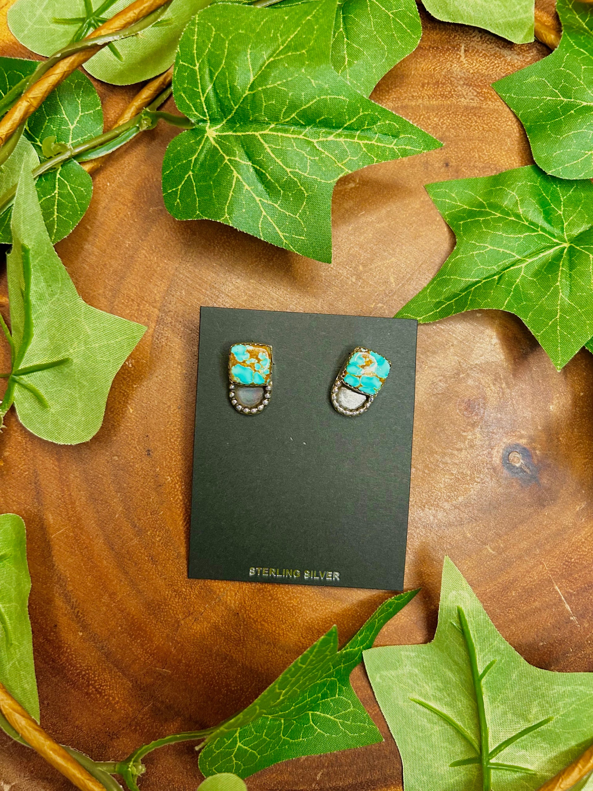 Southwest Made #8 Turquoise & Sterling Silver Post Earrings