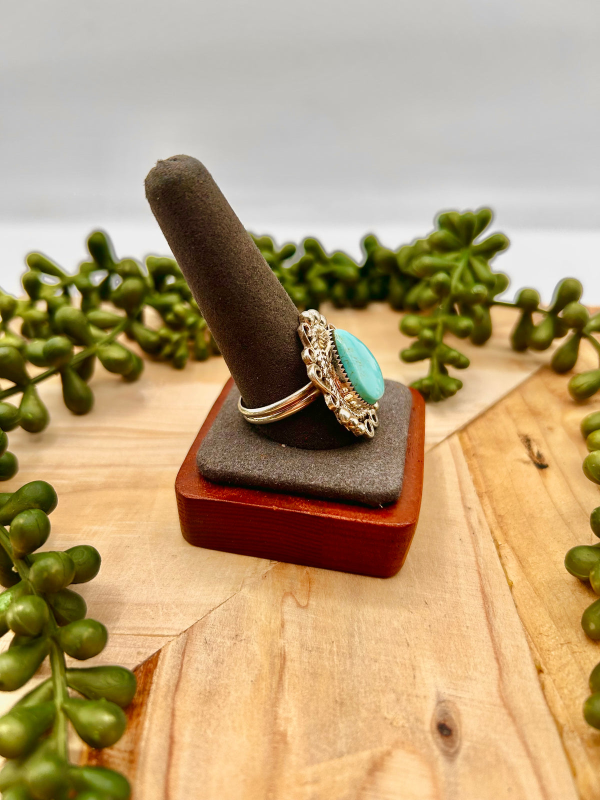Devon Nez Kingman Turquoise & Sterling Silver Ring Size 12.25