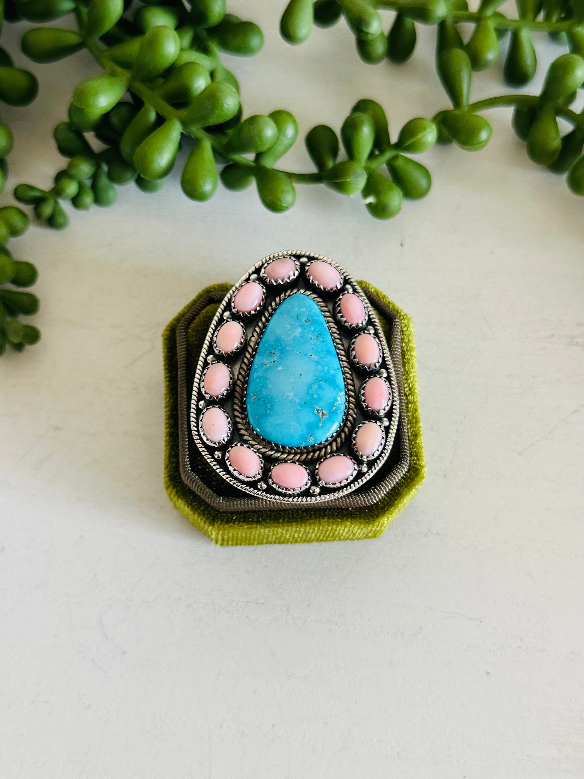 Southwest Handmade Multi Stone & Sterling Silver Adjustable Cluster Ring