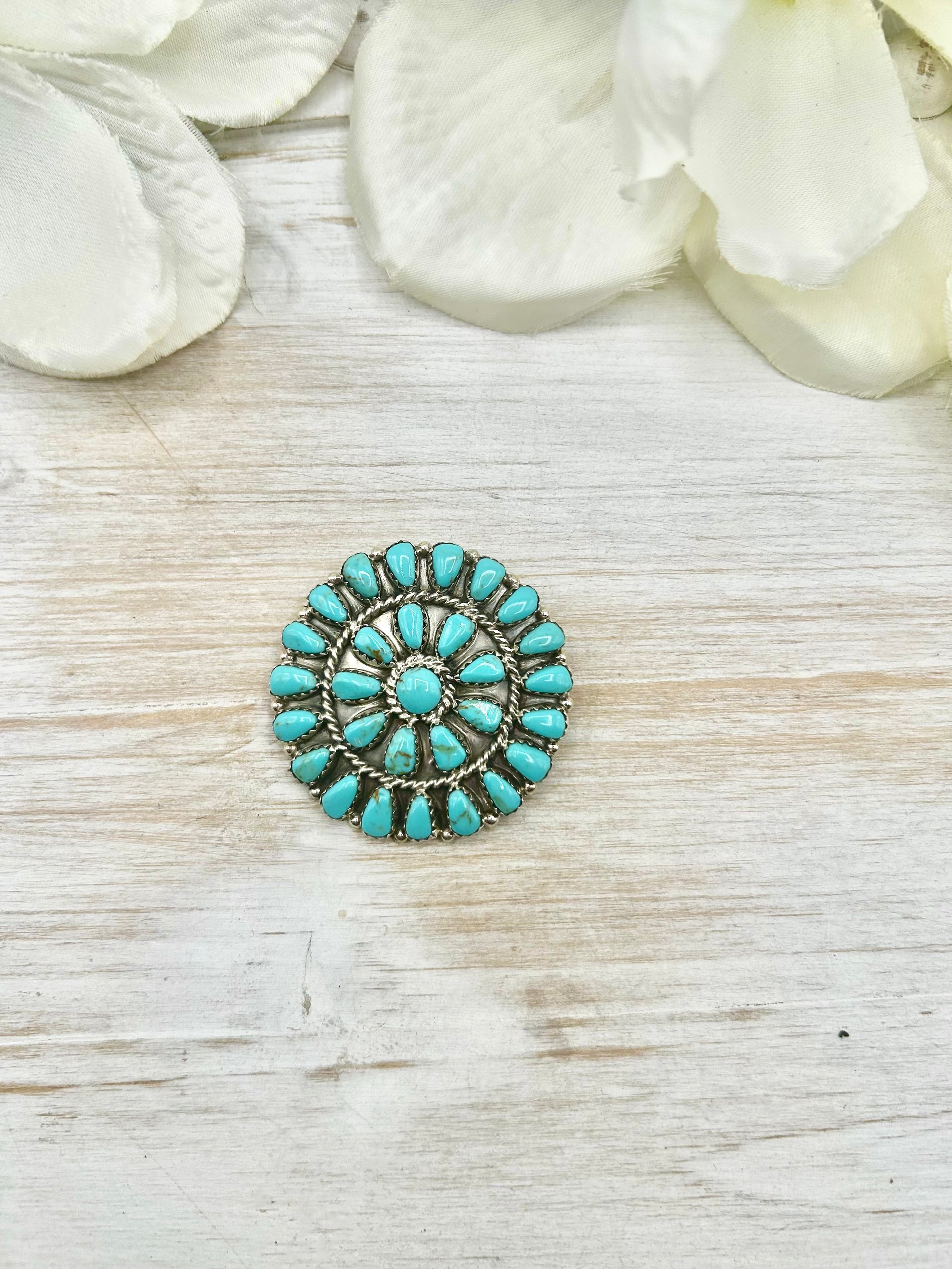 Mary Benally Kingman Turquoise & Sterling Silver Pendant/Pin