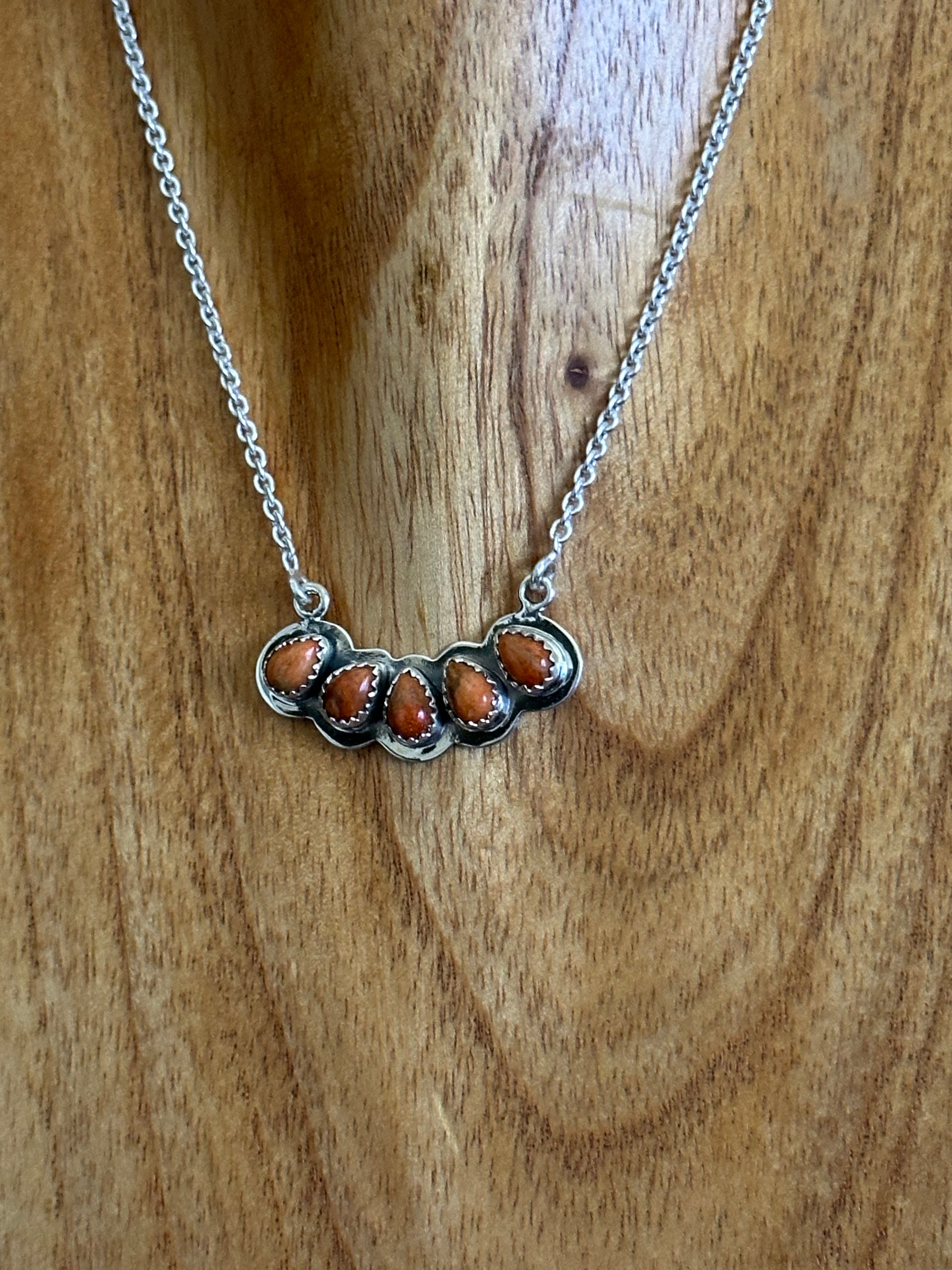 Southwest Made Apple Coral & Sterling Silver Necklace