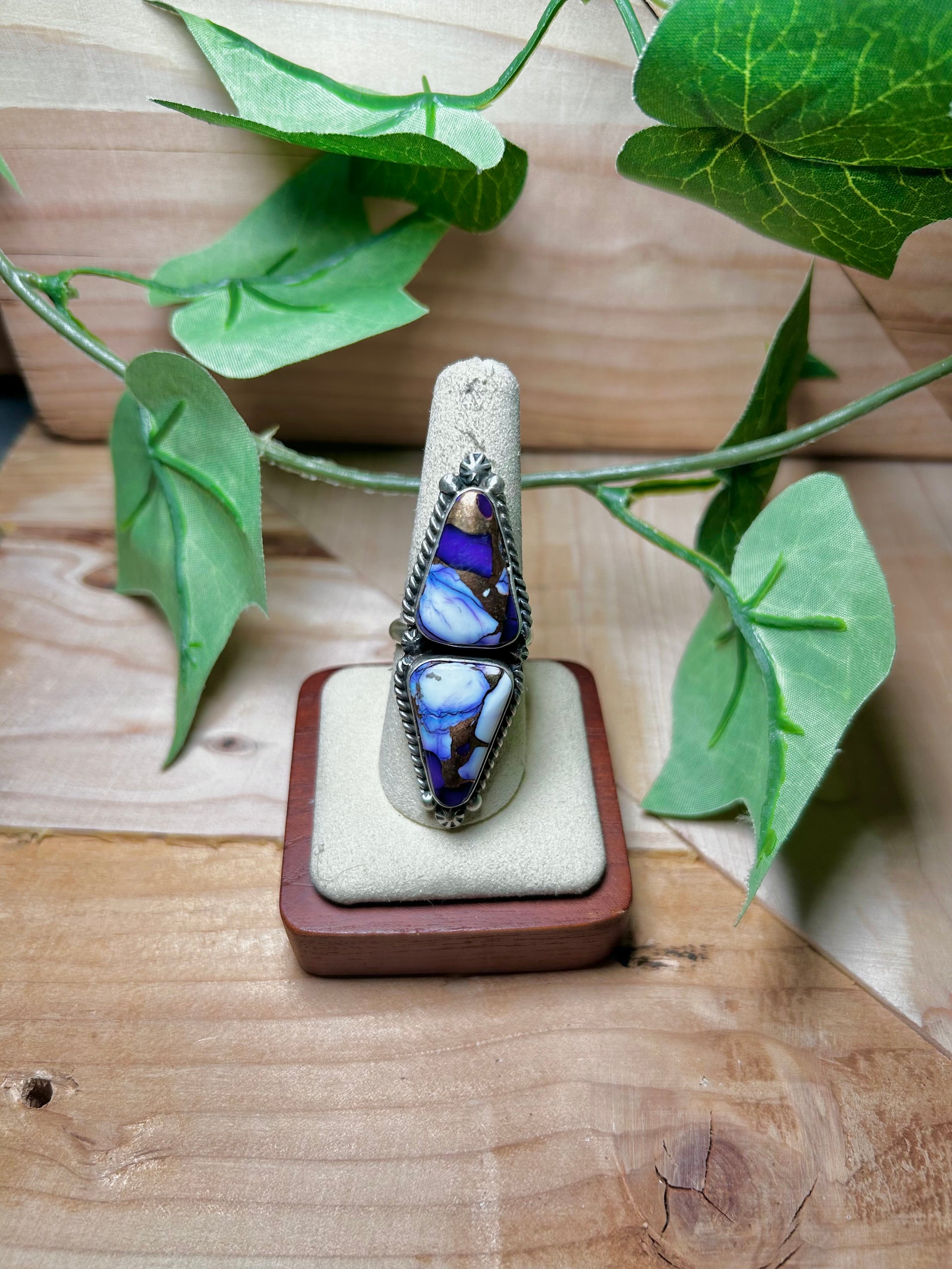 Eugene Belone Purple Mohave Turquoise & Sterling Sliver Cluster Adjustable Ring