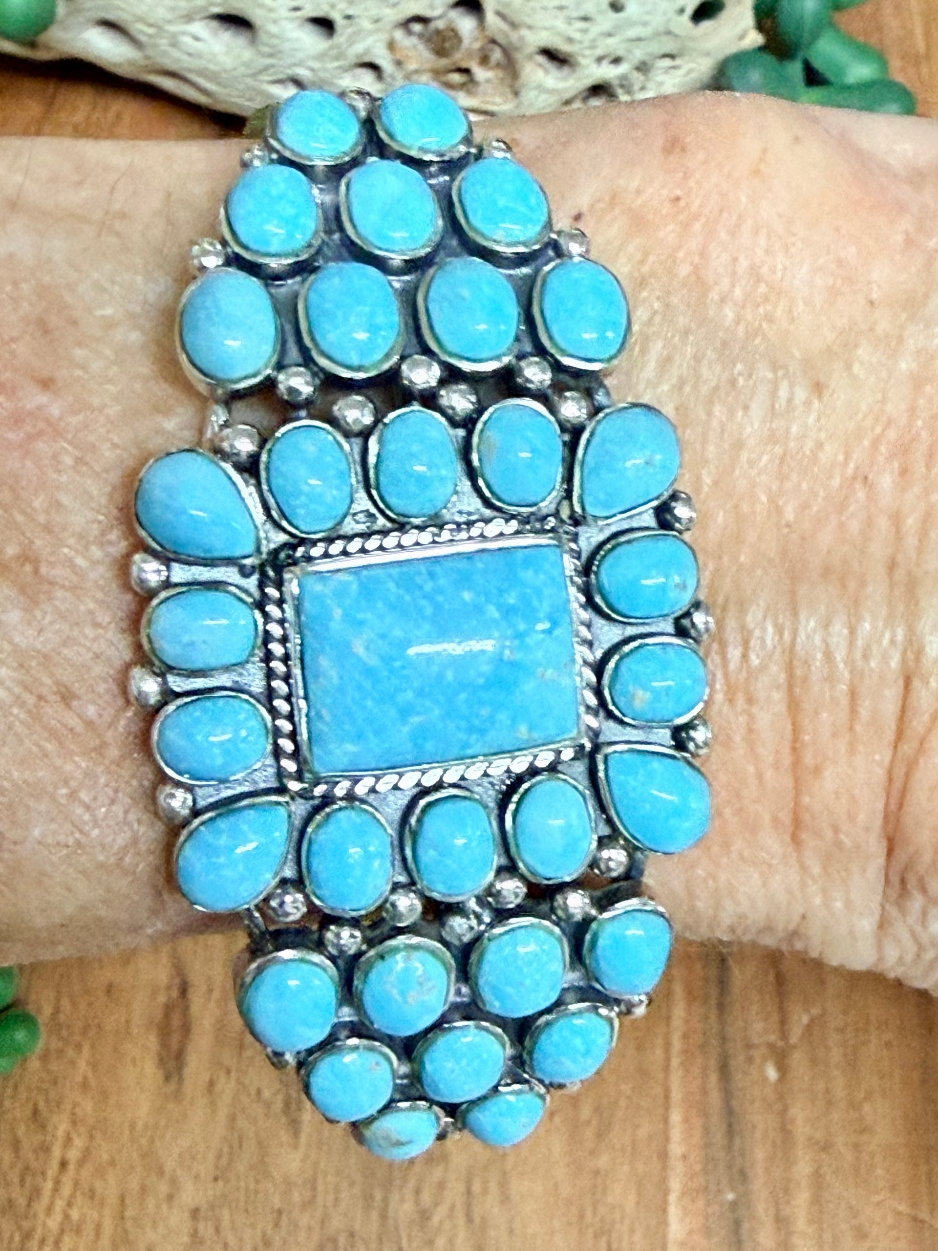 Southwest Handmade Kingman Turquoise & Sterling Silver Cuff Bracelet