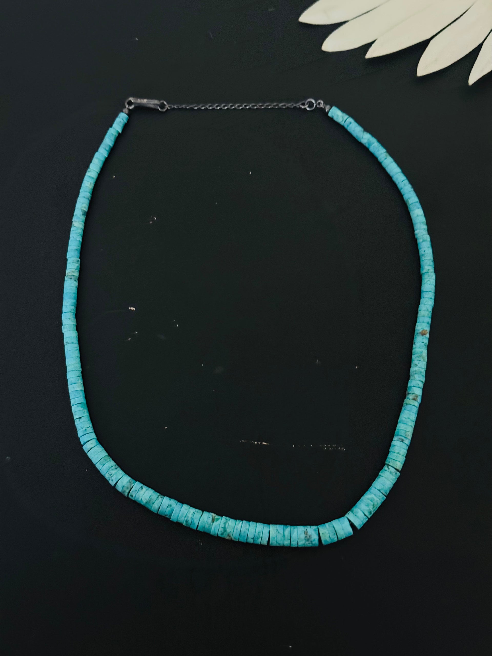 Navajo Strung Kingman Turquoise & Sterling Silver Beaded Necklace