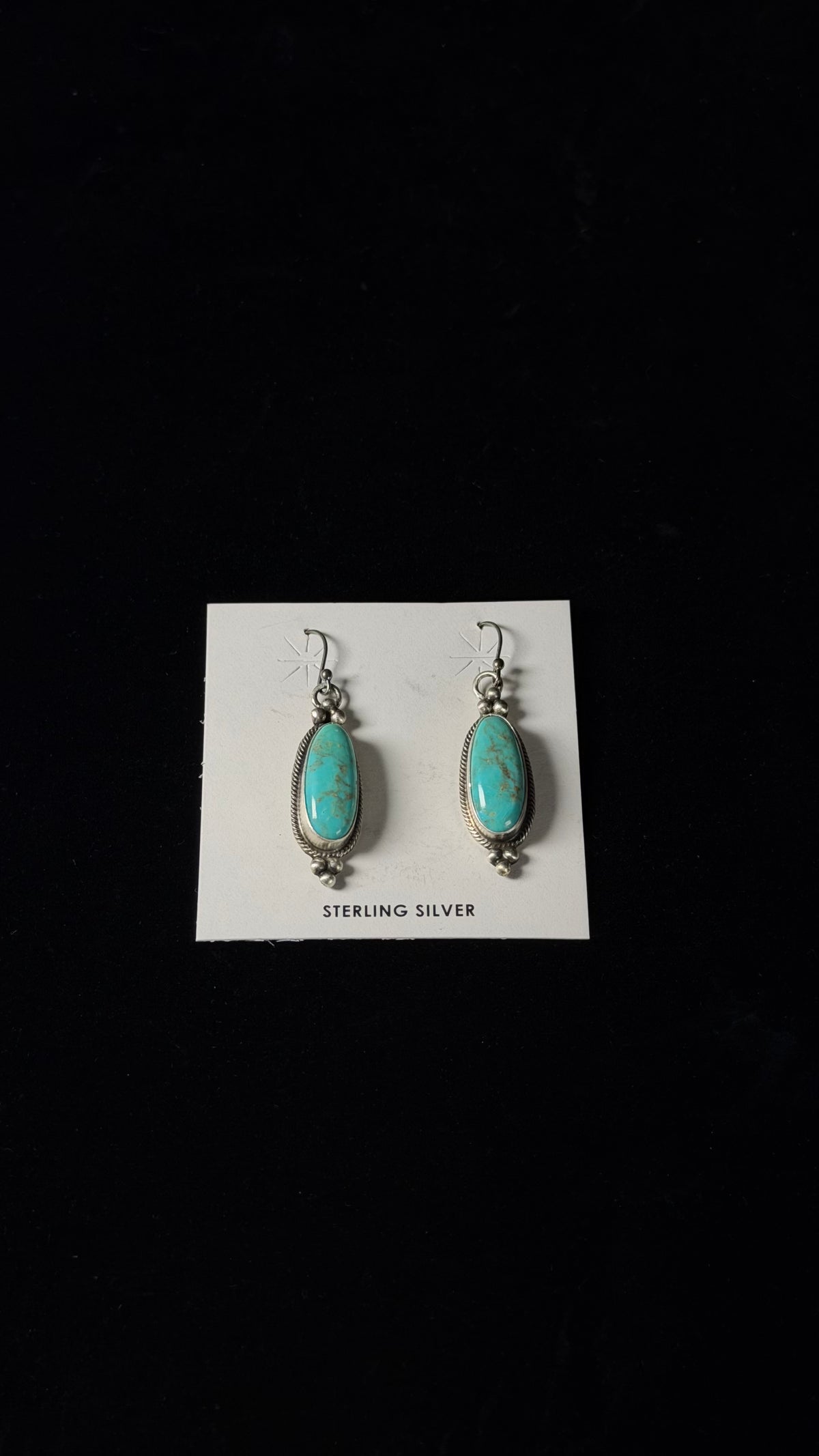 Navajo Made Royston Turquoise & Sterling Silver Dangle Earrings