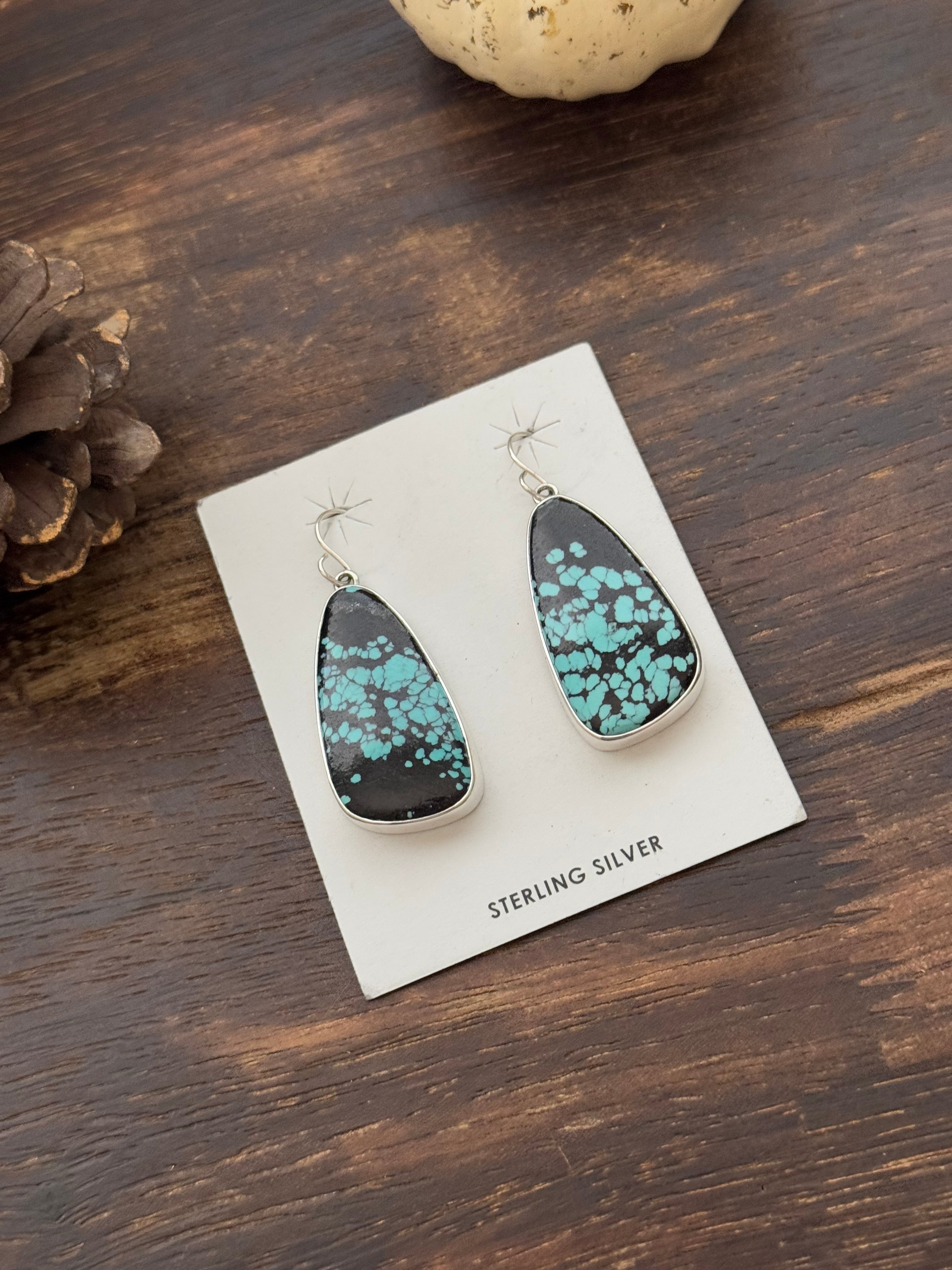 Shirley Henry Hubei Turquoise & Sterling Silver Dangle Earrings