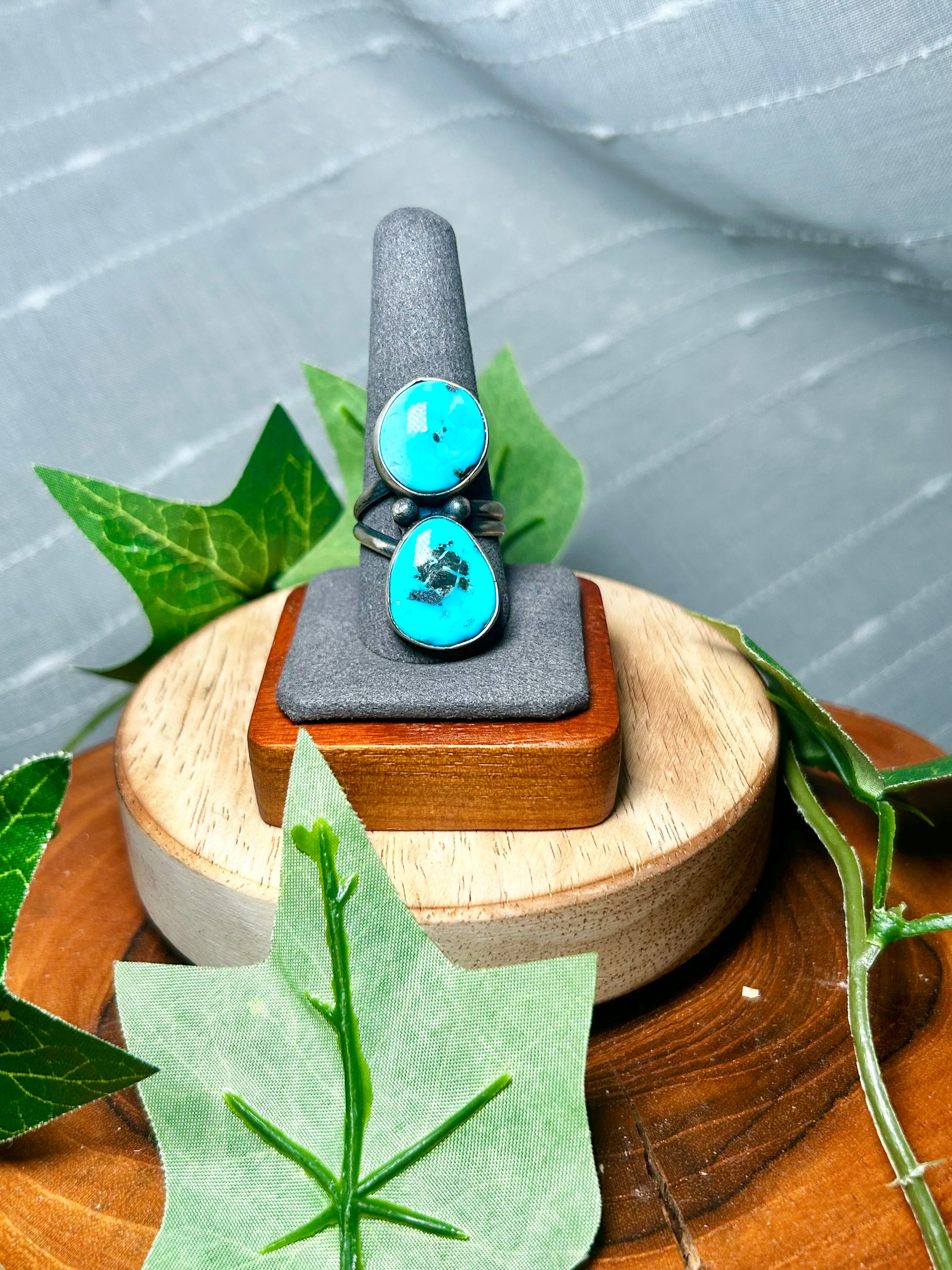 Danny Henio Blue Ridge Turquoise & Sterling Silver Adjustable Ring