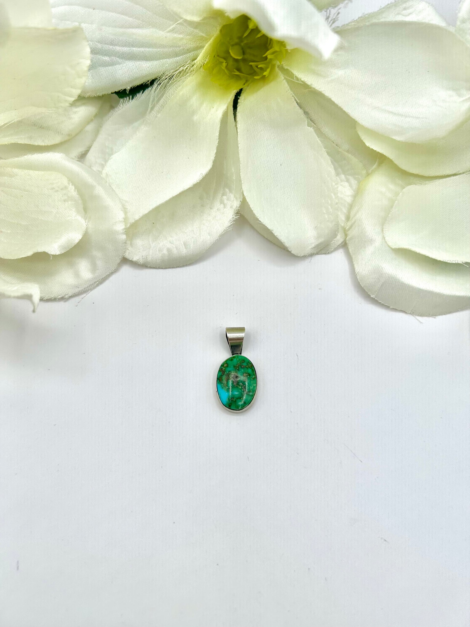 Navajo Made Sonoran Gold Turquoise & Sterling Silver Pendant