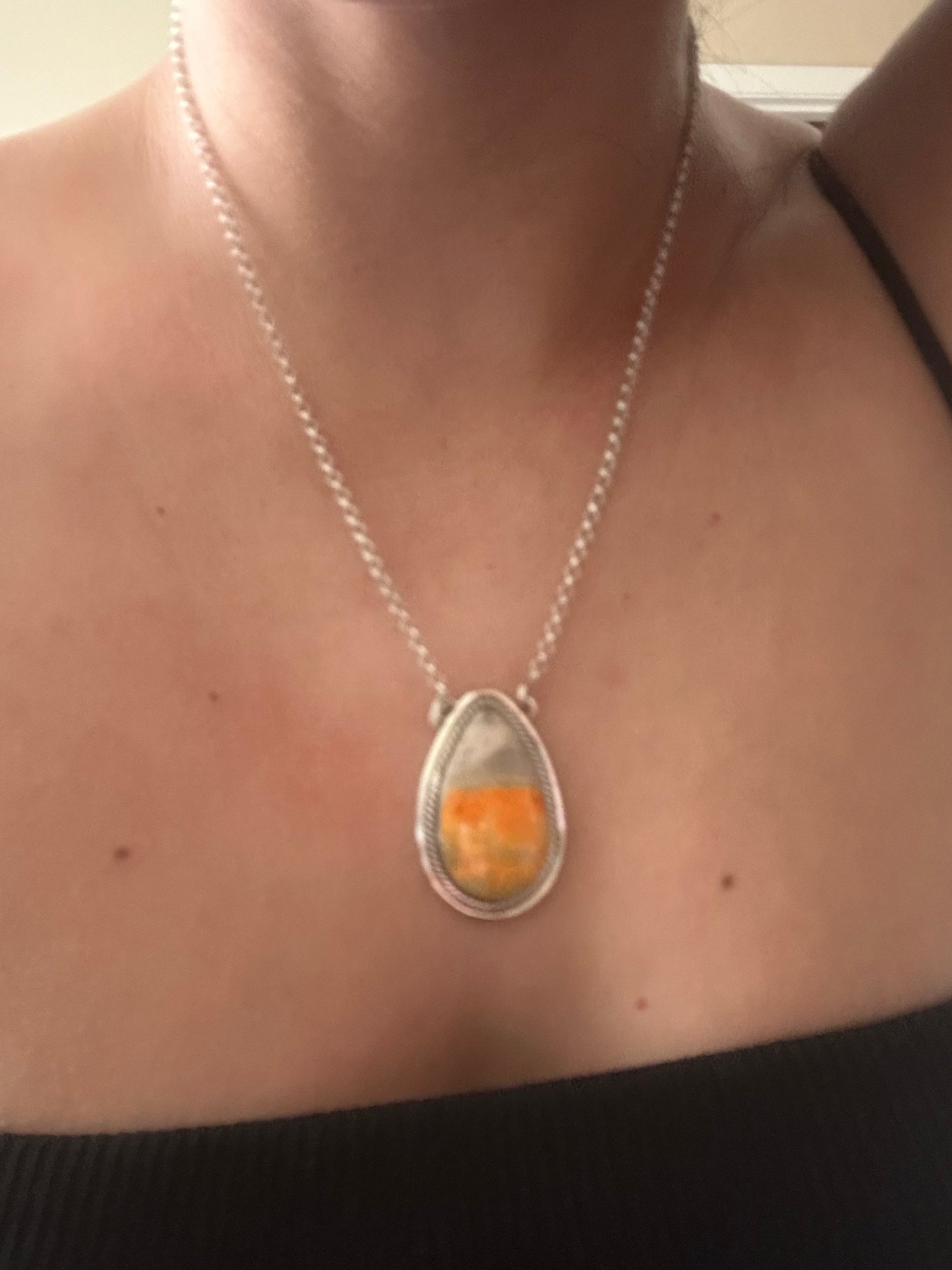 Southwest Made Bb Agate & Sterling Silver Necklace