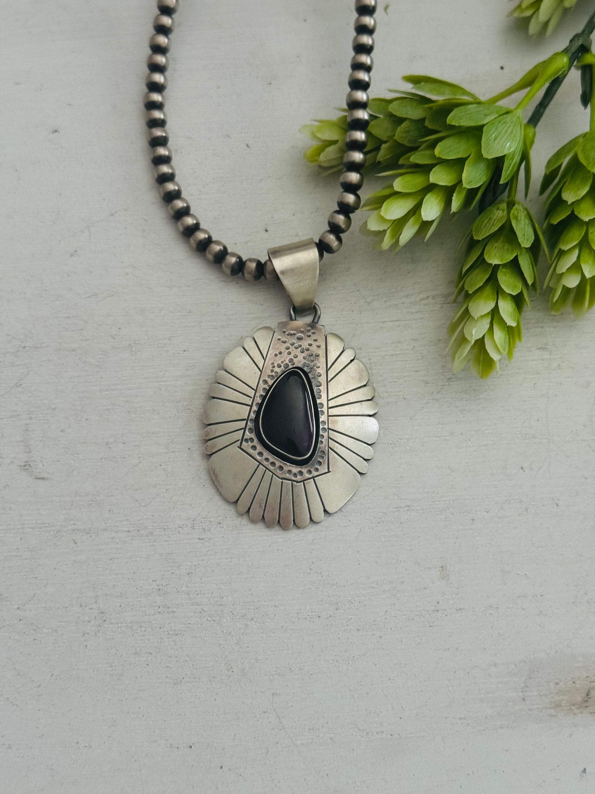 Navajo Made Sugilite & Sterling Silver Pendant