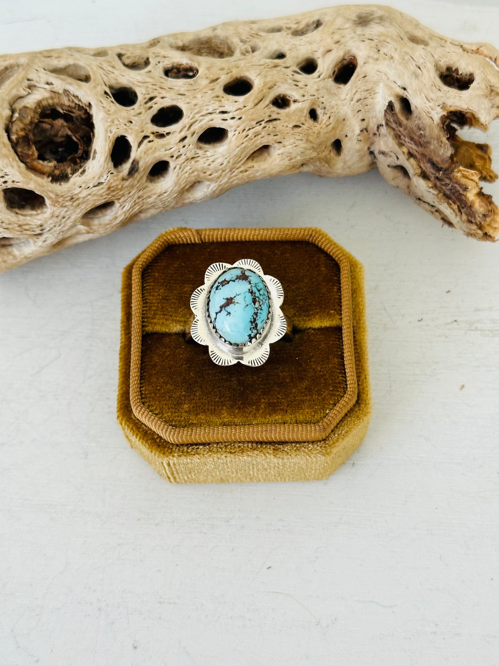 Southwest Handmade Golden Hills Turquoise & Sterling Silver Adjustable Ring