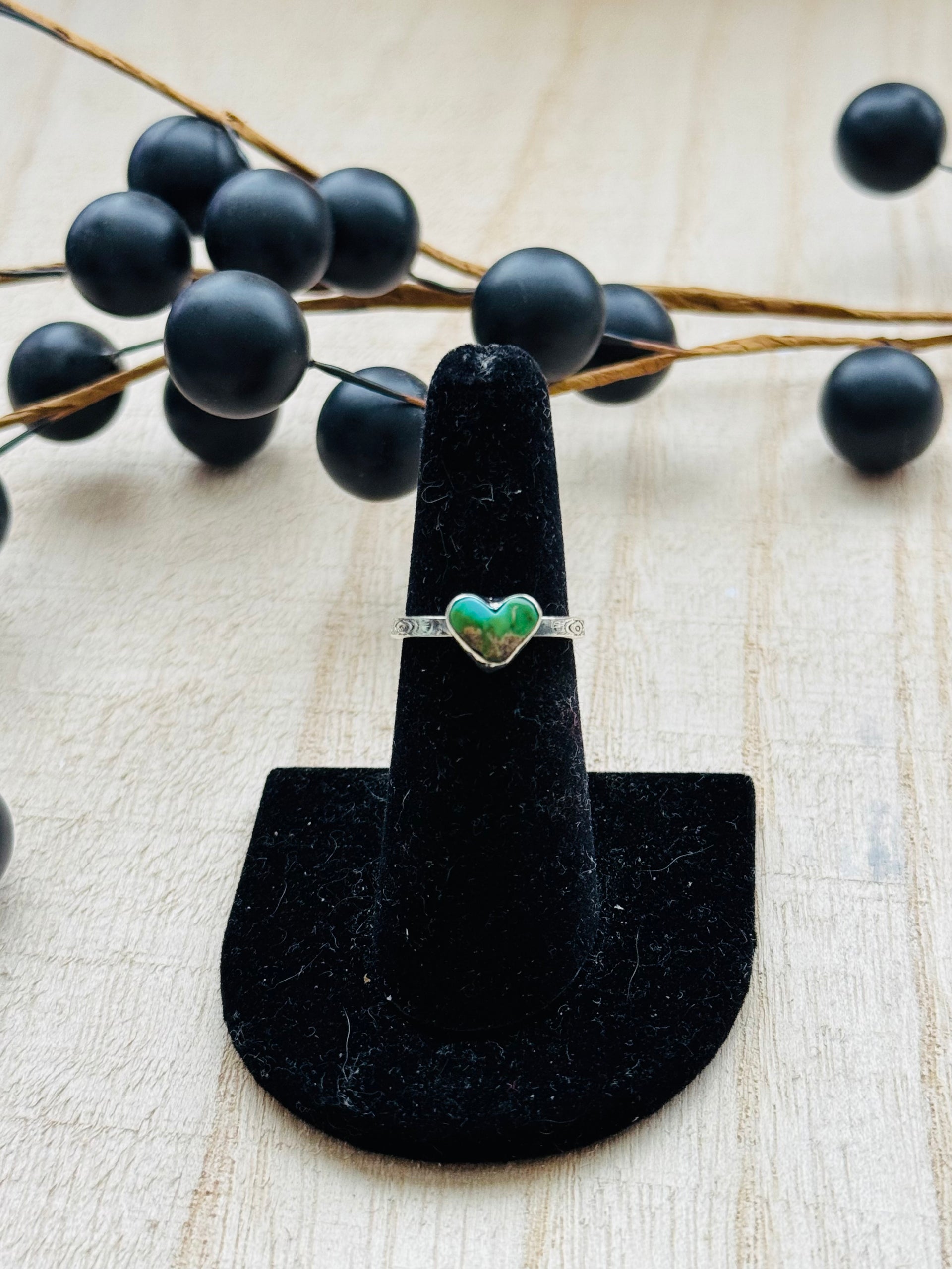 Southwest Handmade Sonoran Mountain Turquoise & Sterling Silver Adjustable Heart Ring
