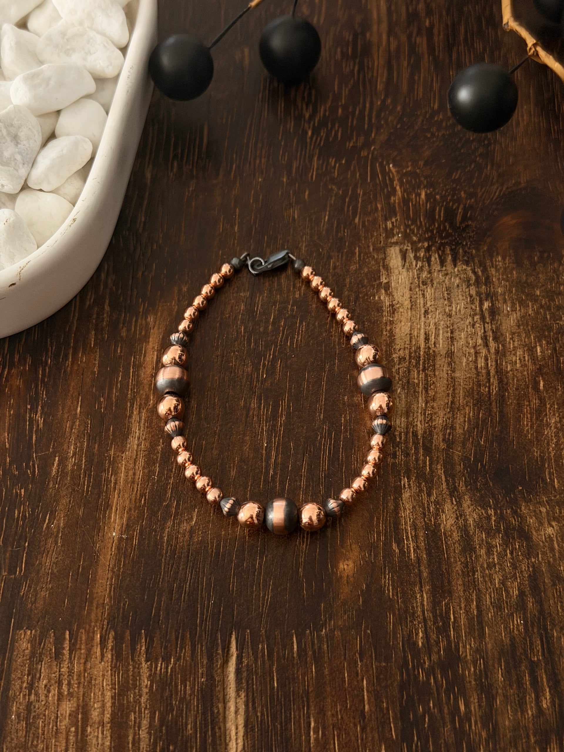 Navajo Strung Copper Pearls Beaded Bracelet