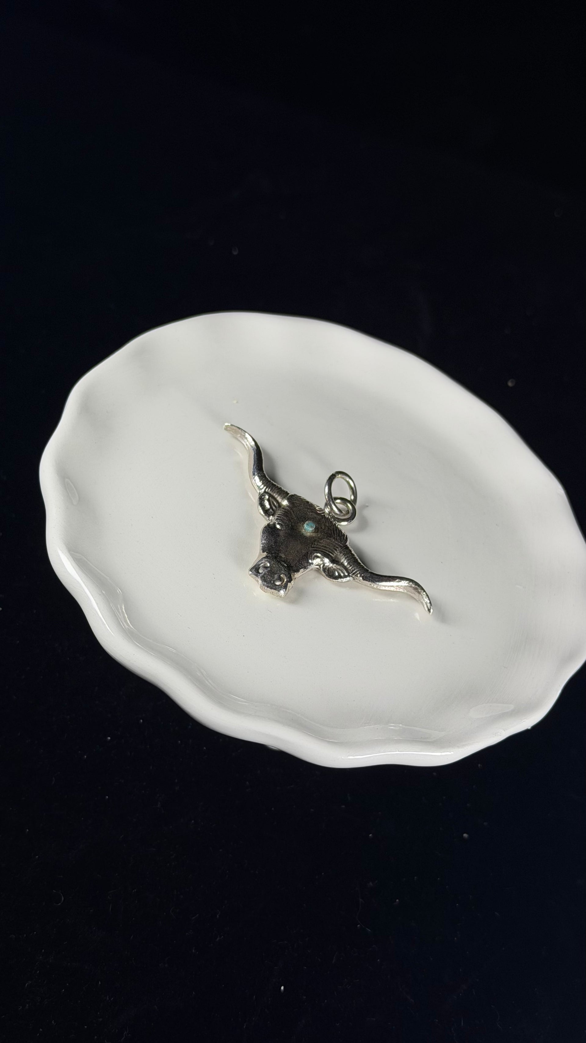 Verick Laweeka Kingman Turquoise & Sterling Silver Long Horn Pendant