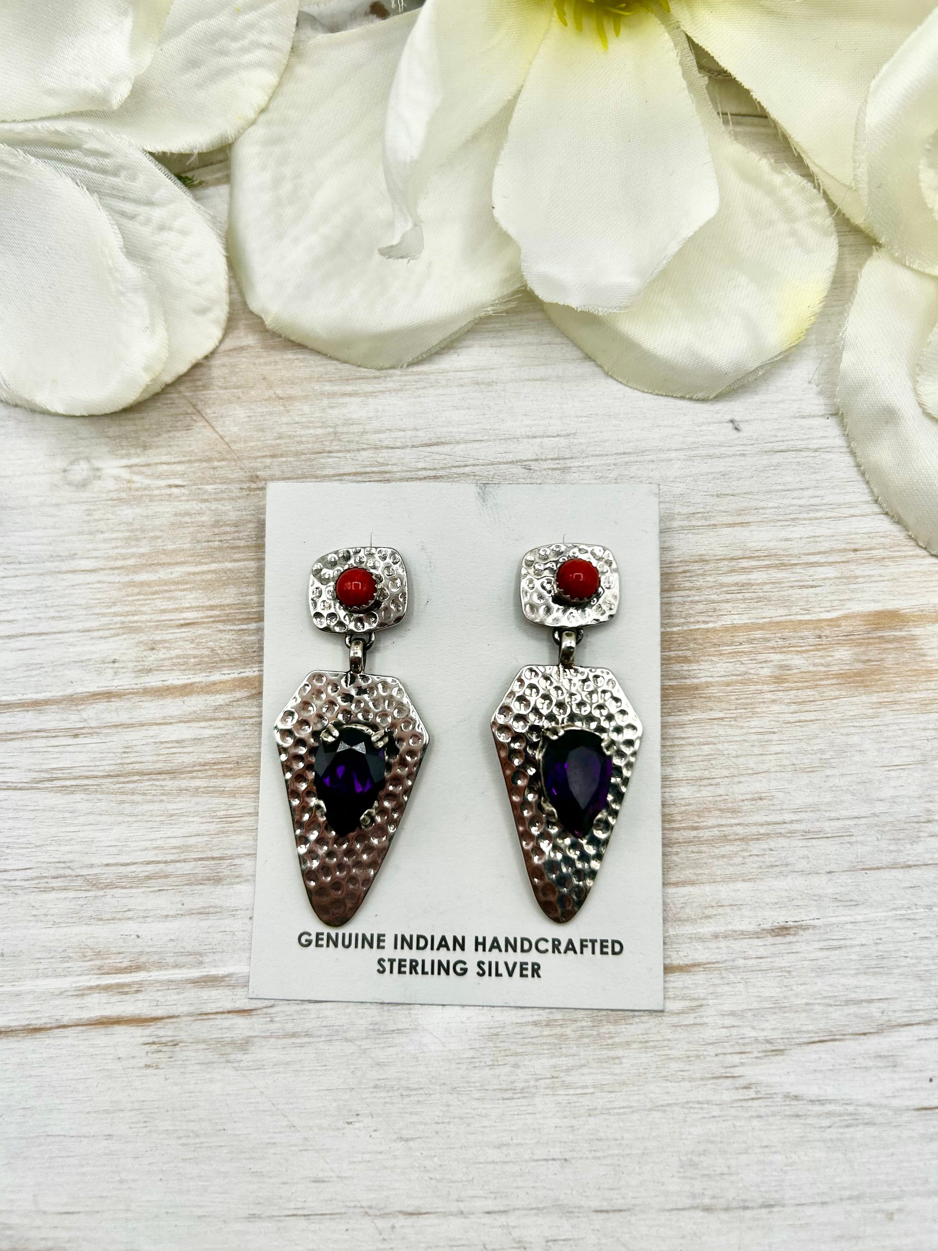 Robert Shakey Multi Stone  & Sterling Silver Post Earrings
