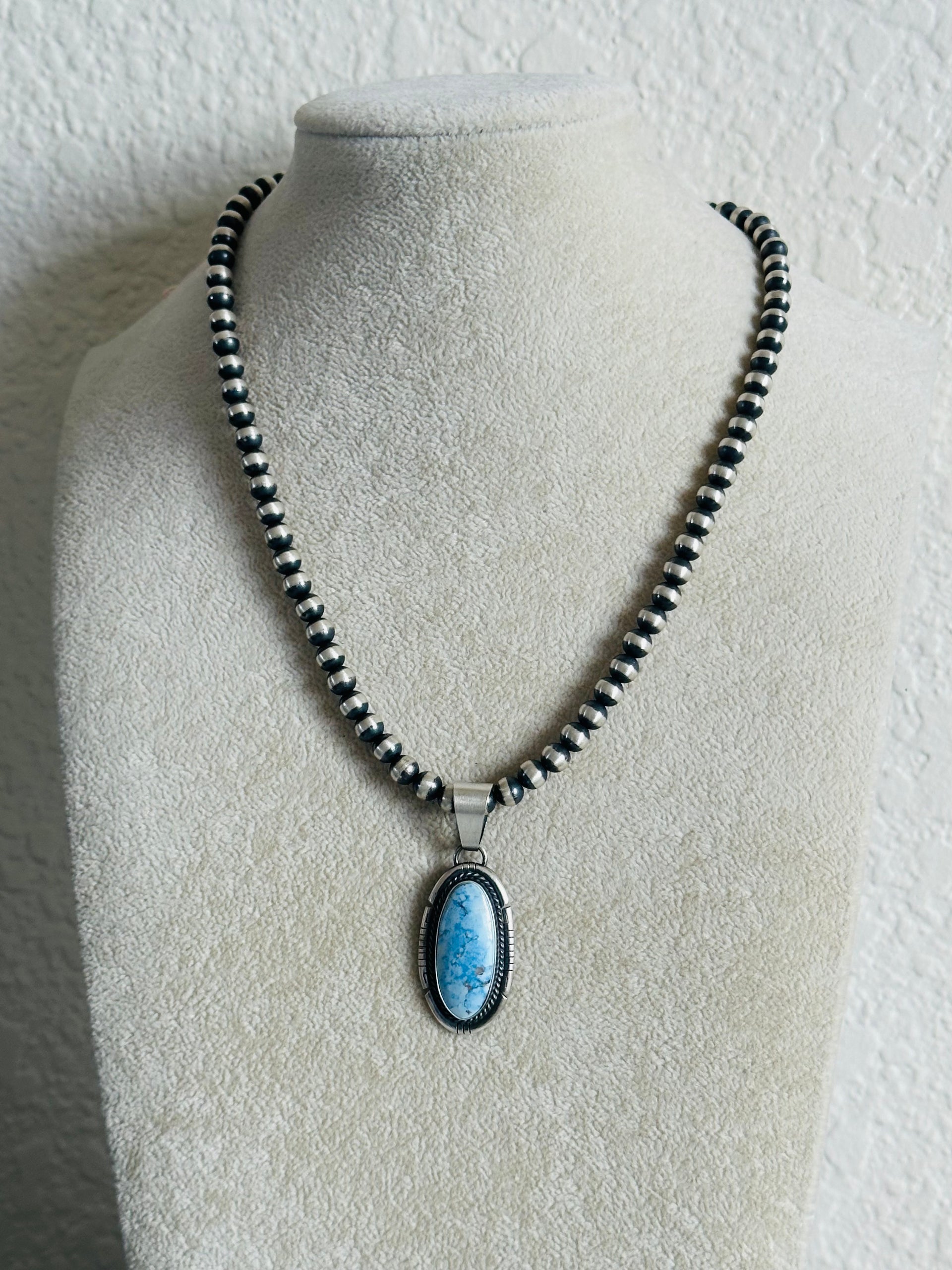 Dave Skeets Golden Hills Turquoise & Sterling Silver Pendant