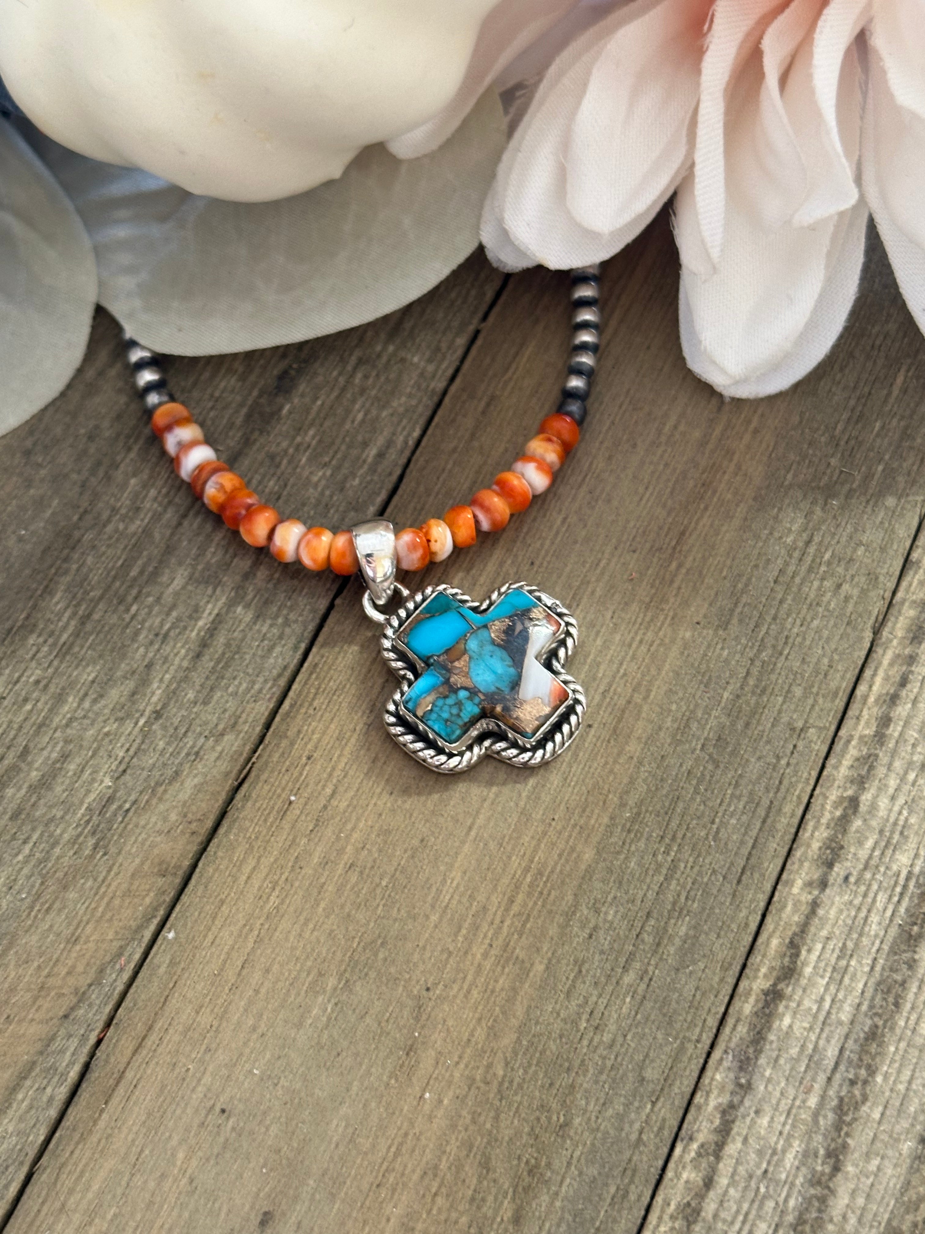 Southwest Handmade Mohave Turquoise & Sterling Silver Pendant