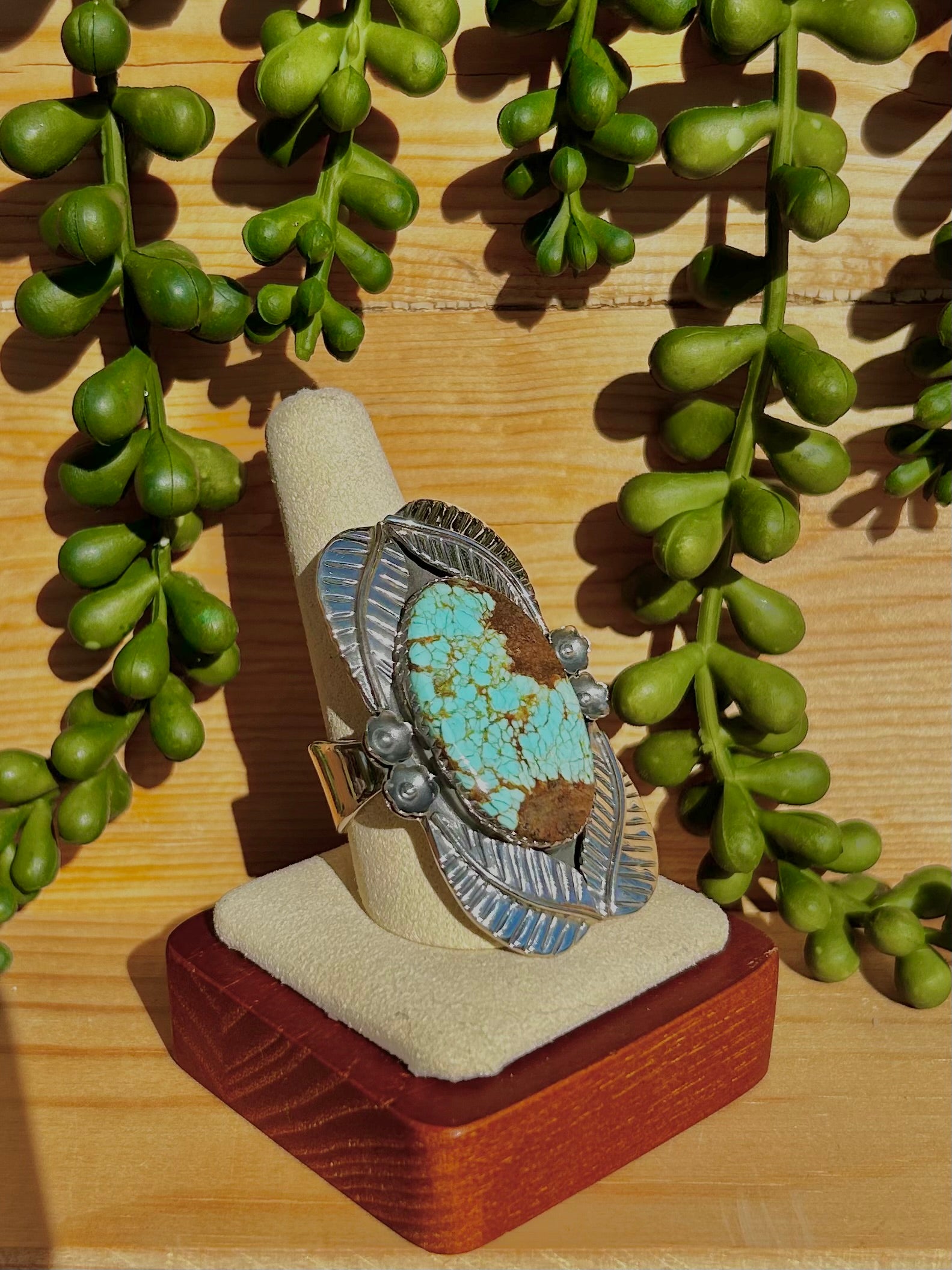 Southwest Number 8 Turquoise & Sterling Silver Ring Size 10