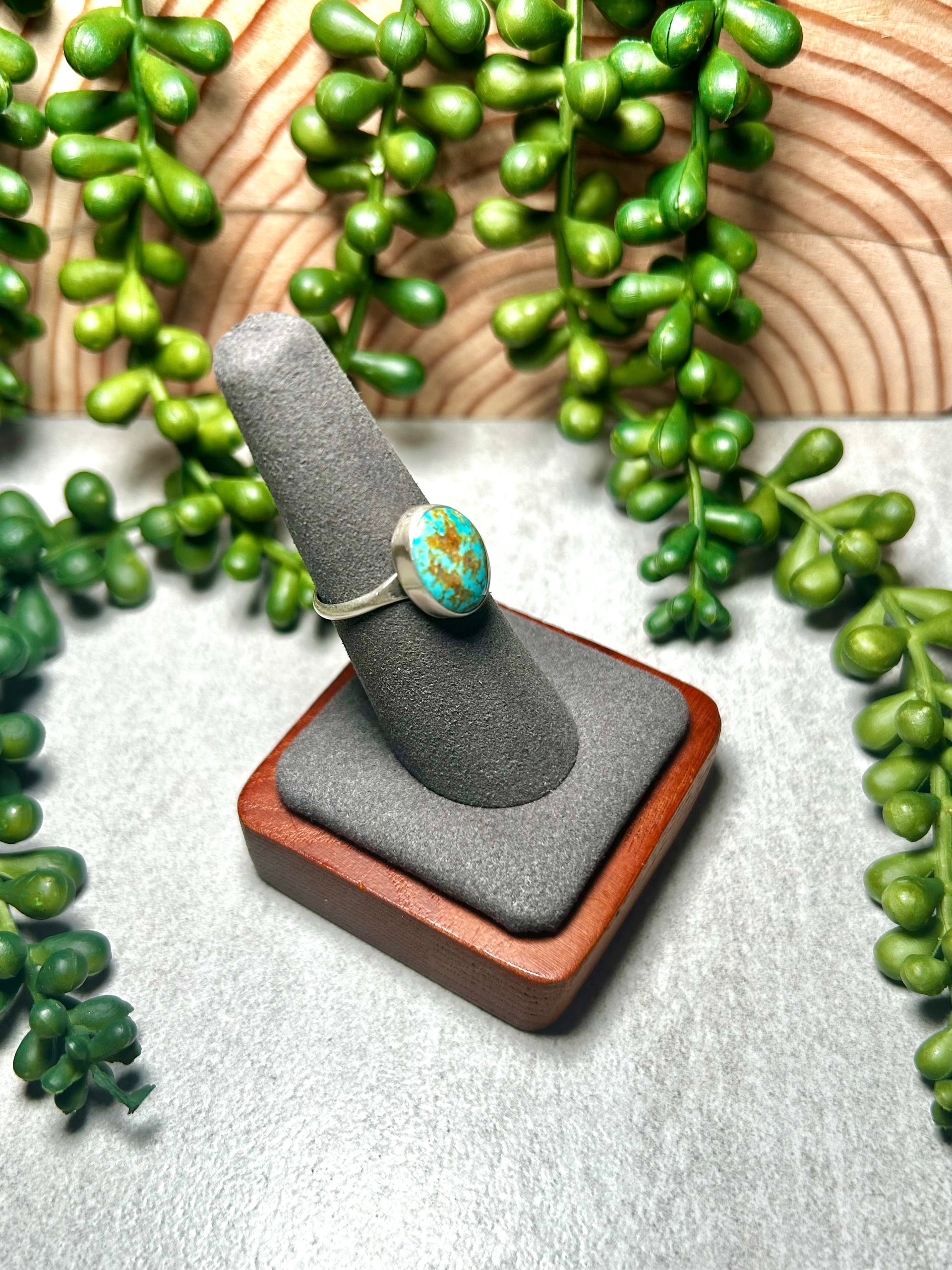 Navajo Made Kingman Turquoise & Sterling Silver Ring Size 7