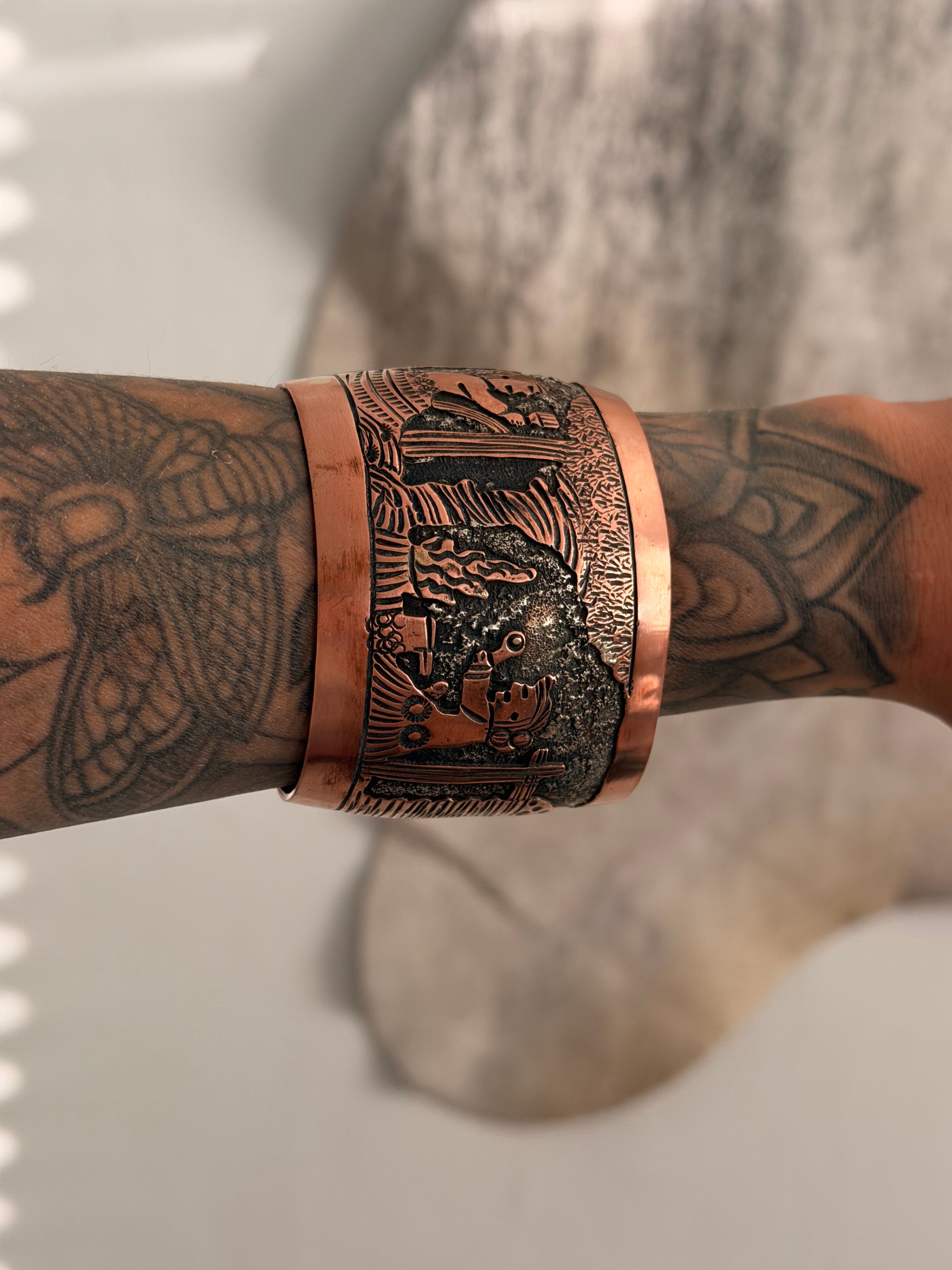 Elaine Becenti Copper Story Teller Cuff Bracelet