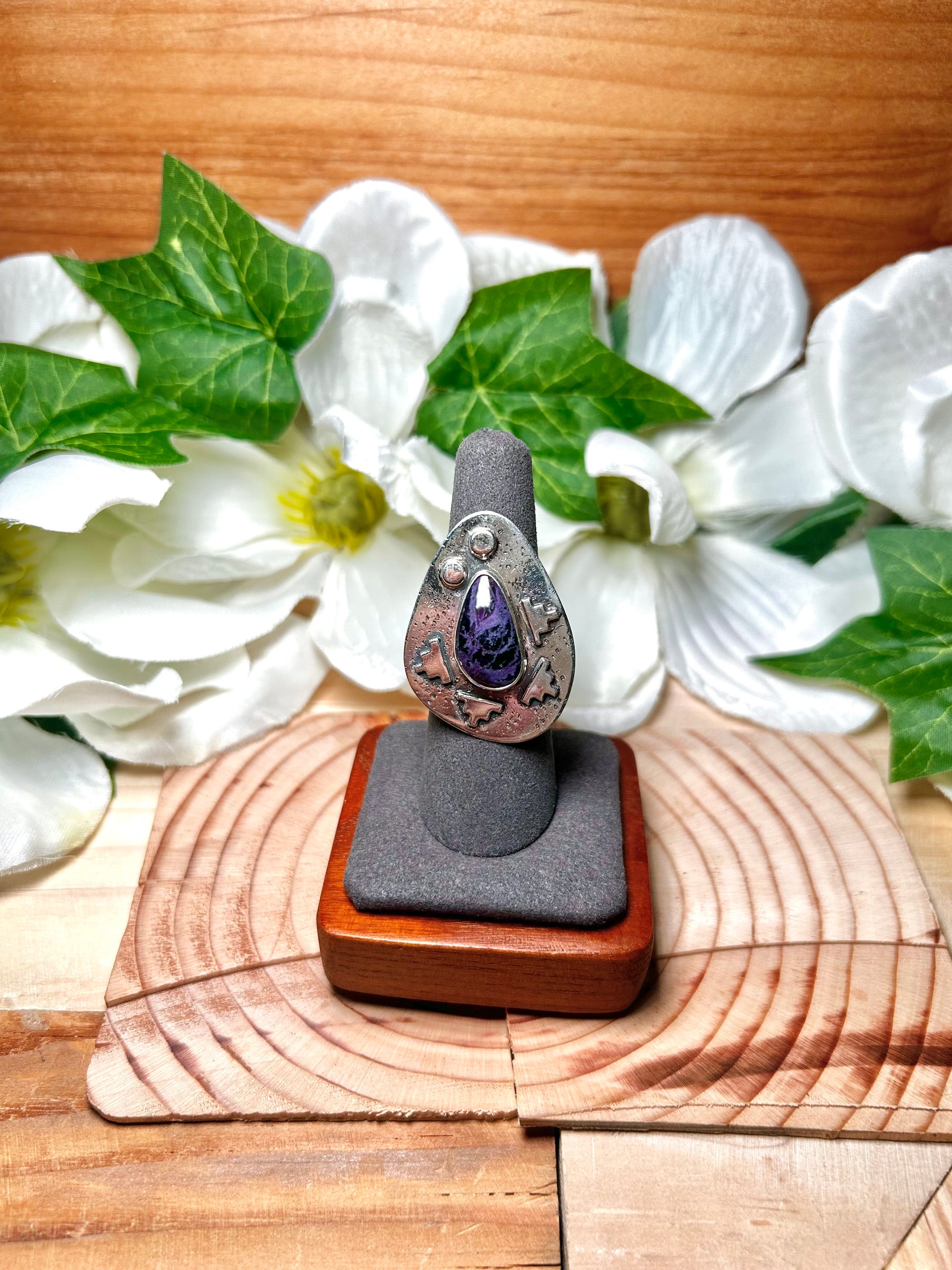 Navajo Made Sugilite & Sterling Silver Adjustable Ring