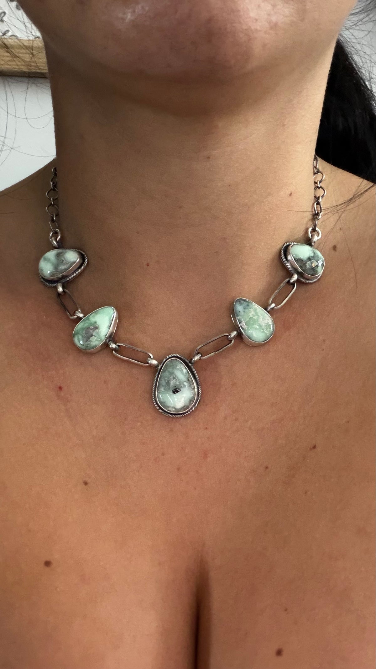 Myra Benally Paloma Variscite & Sterling Silver Necklace Set