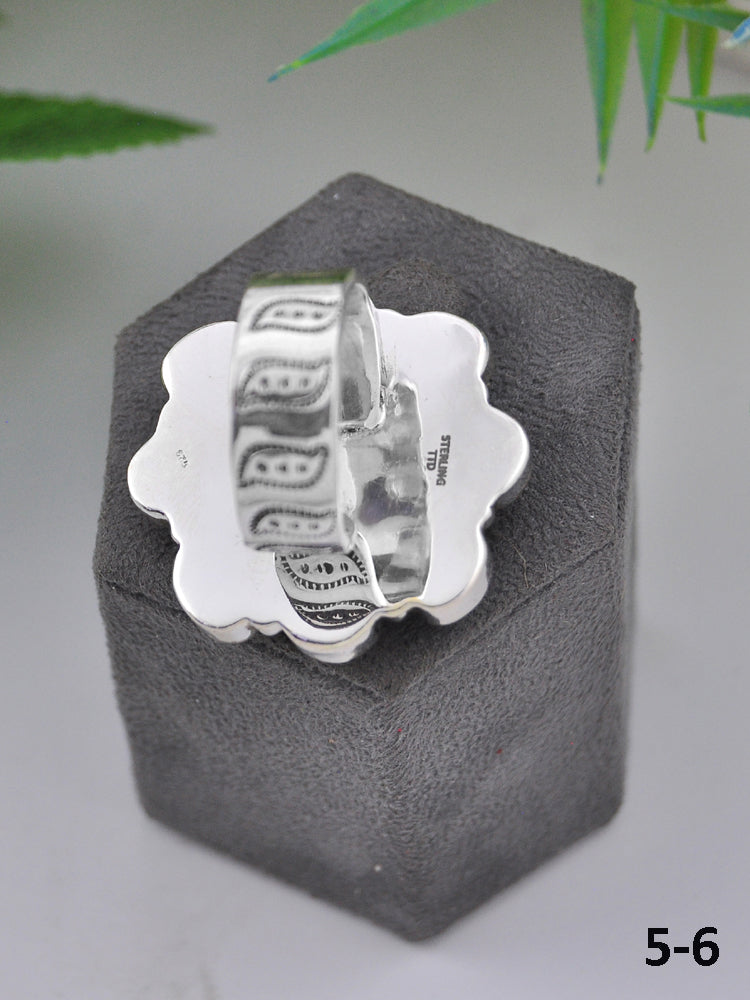 Southwest Made Multi Stone & Sterling Sliver Cluster Adjustable Ring
