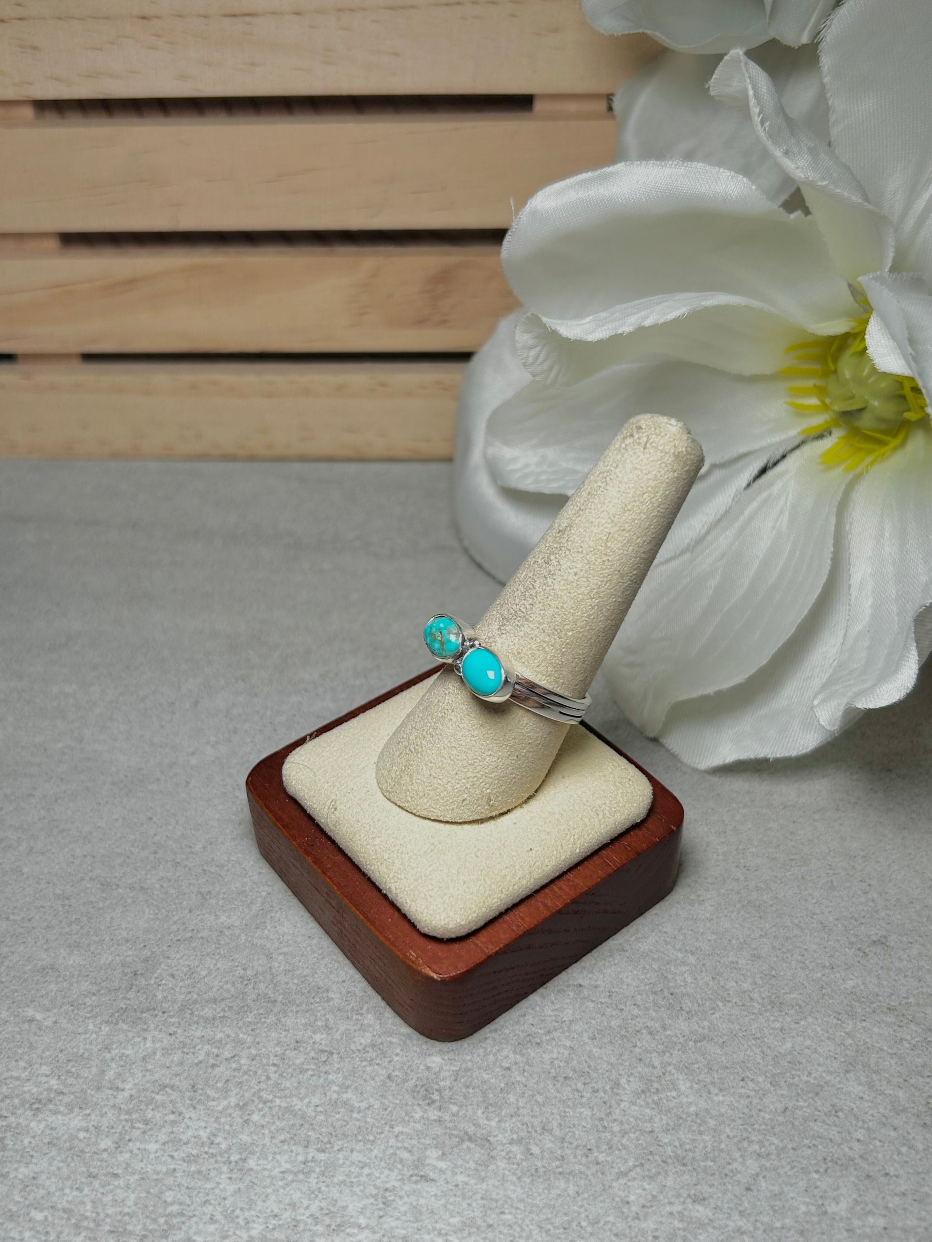 Navajo Made Kingman Turquoise & Sterling Silver Ring Size 9.25