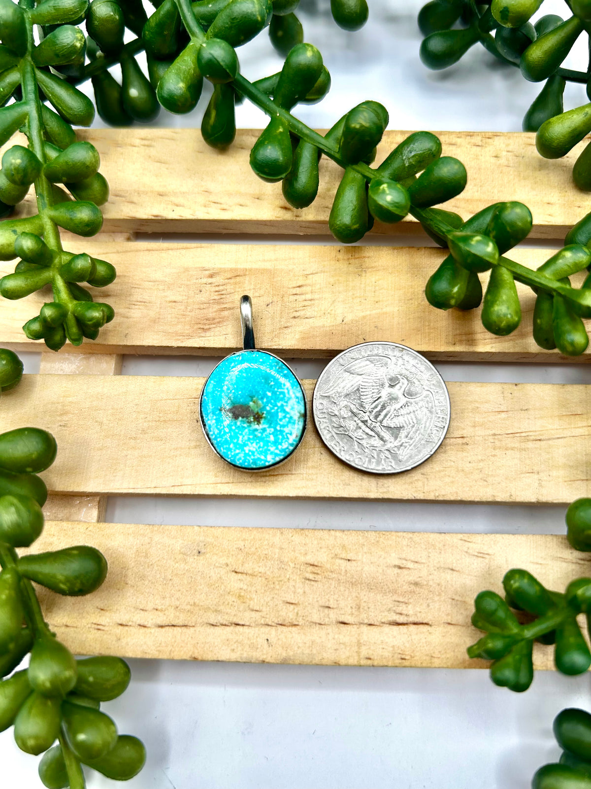 Navajo Made Sonoran Mountain Turquoise & Sterling Silver Pendant