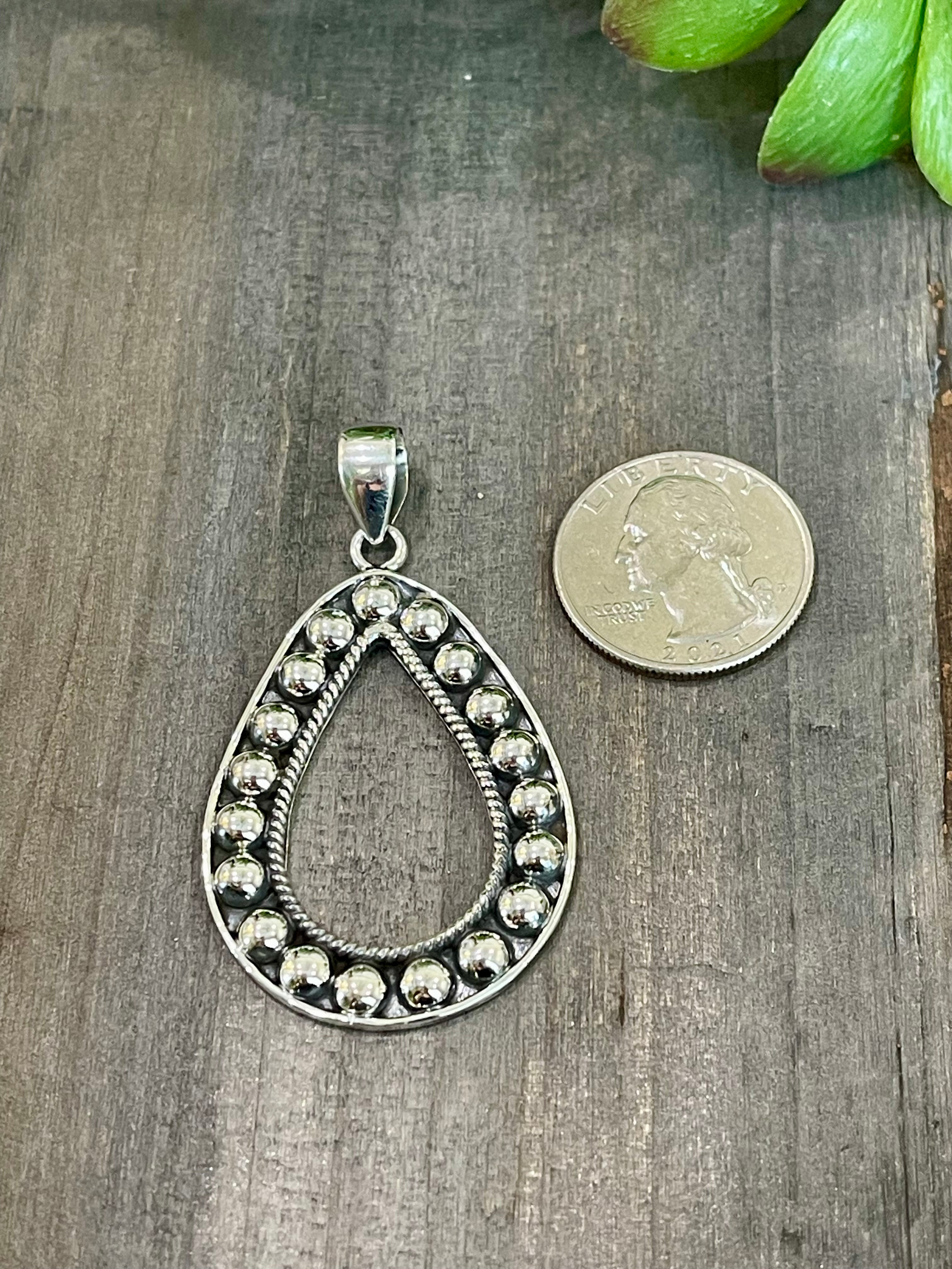 Southwest Handmade Sterling Silver Teardrop Pendant