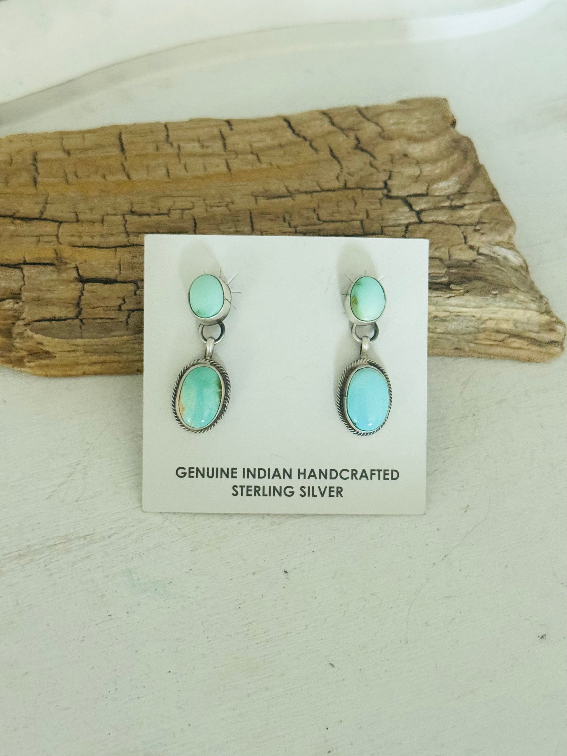 Sheryl Martinez Royston Turquoise & Sterling Silver Post Dangle Earrings