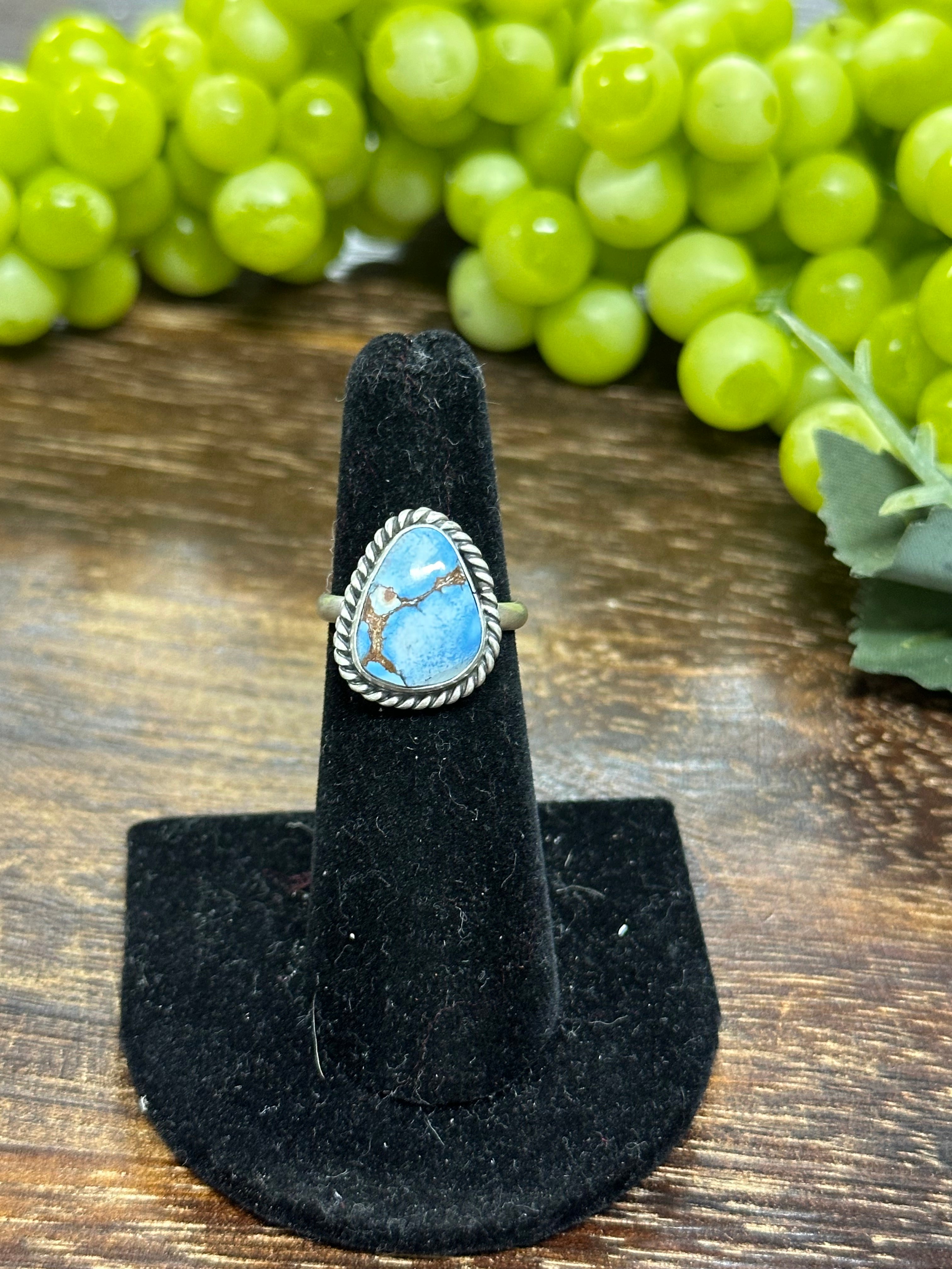 Navajo Made Golden Hills Turquoise & Sterling Silver Ring