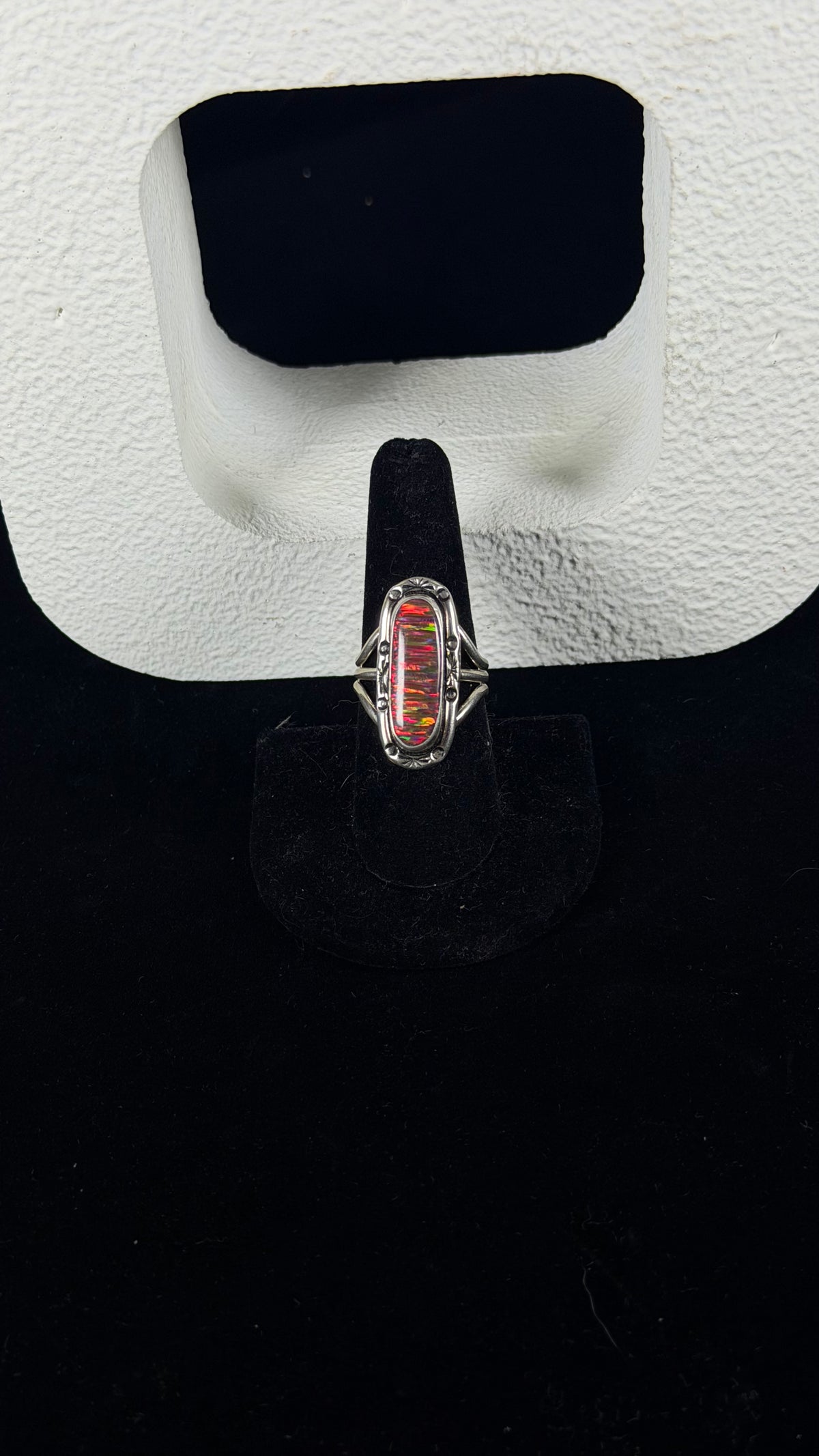 Navajo Made Opal (Man Made) & Sterling Silver Ring Size 8.25