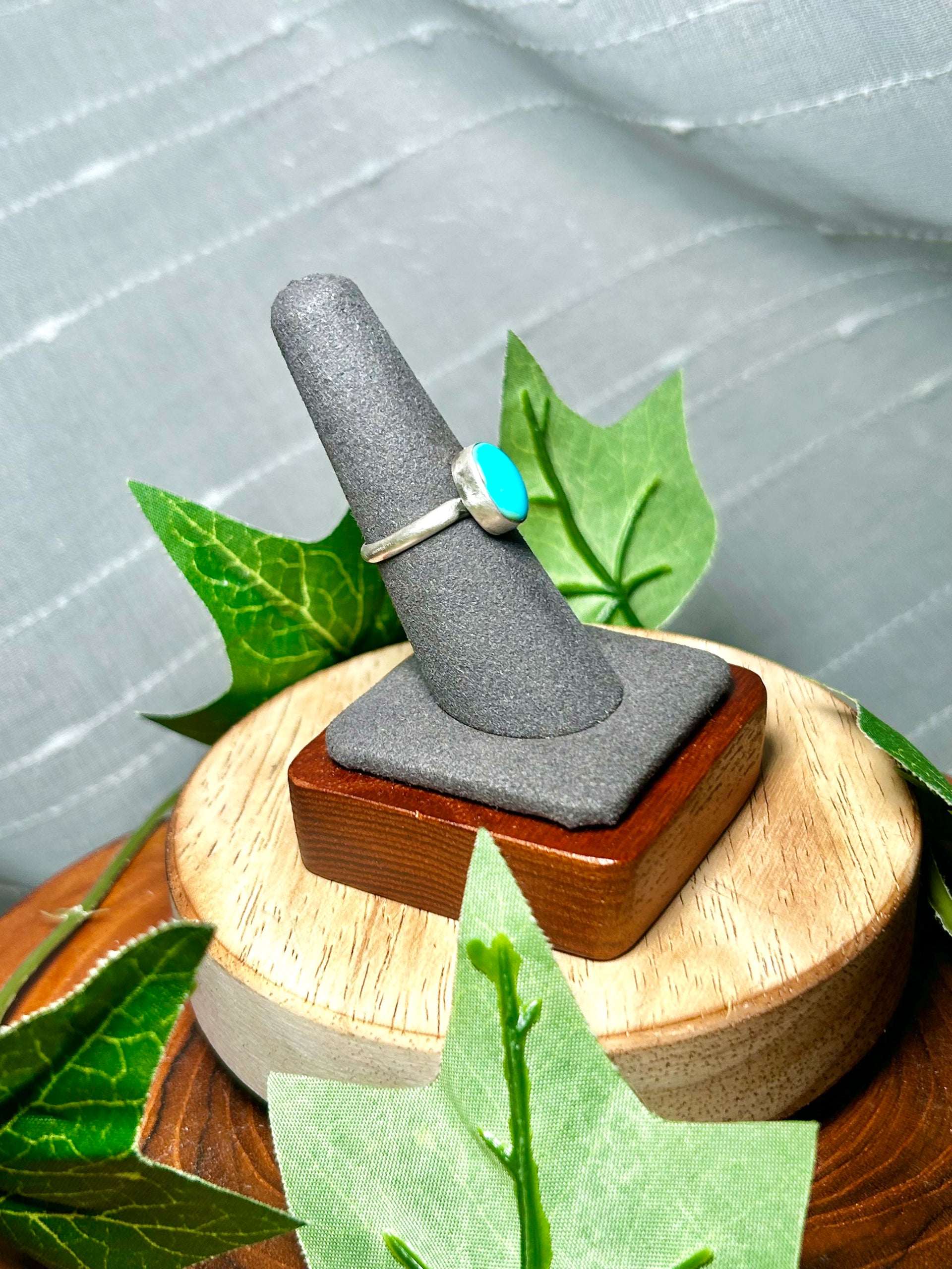 Navajo Made Kingman Turquoise & Sterling Silver Ring Size 7