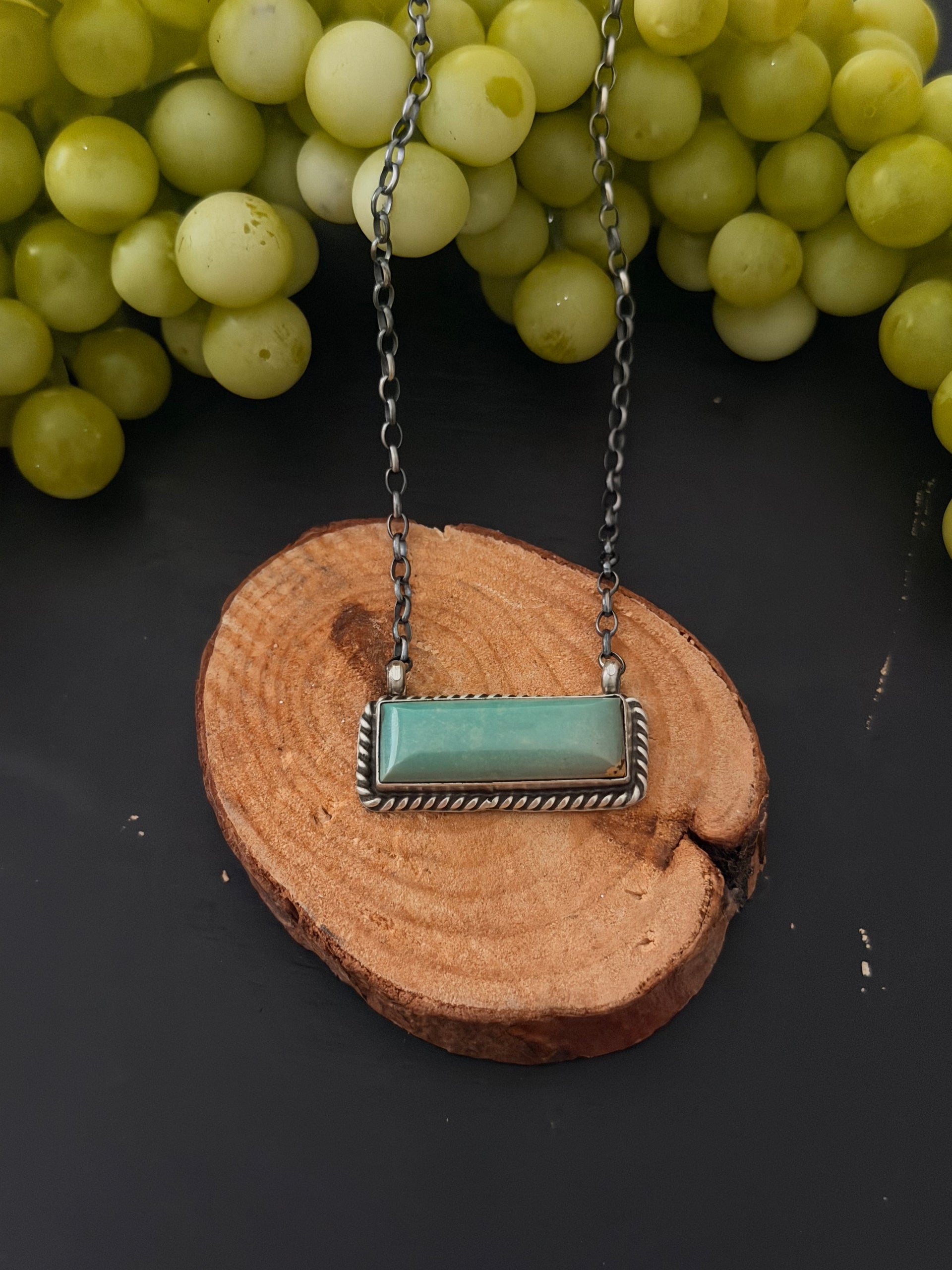 Johnny Dixon Kingman Turquoise & Sterling Silver Bar Necklace